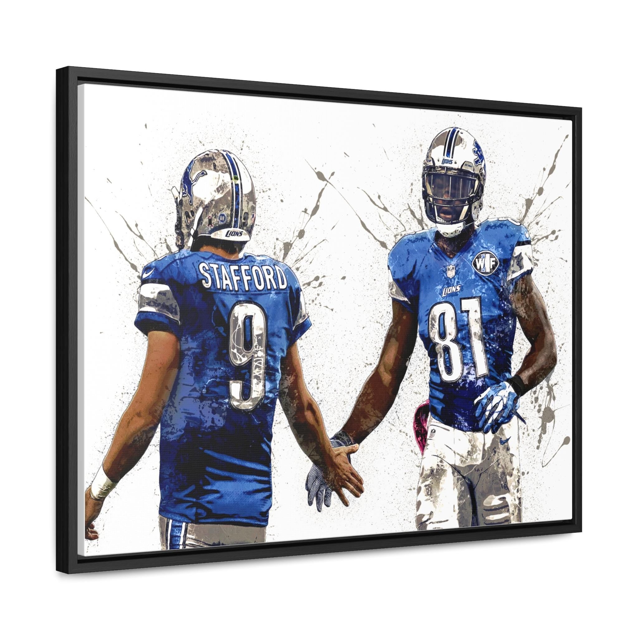 Matthew Stafford, Calvin Johnson, Detroit Lions, Gallery Canvas Wrap, Museum-Quality Poster, Wall Art, Man Cave, Kids room, Office