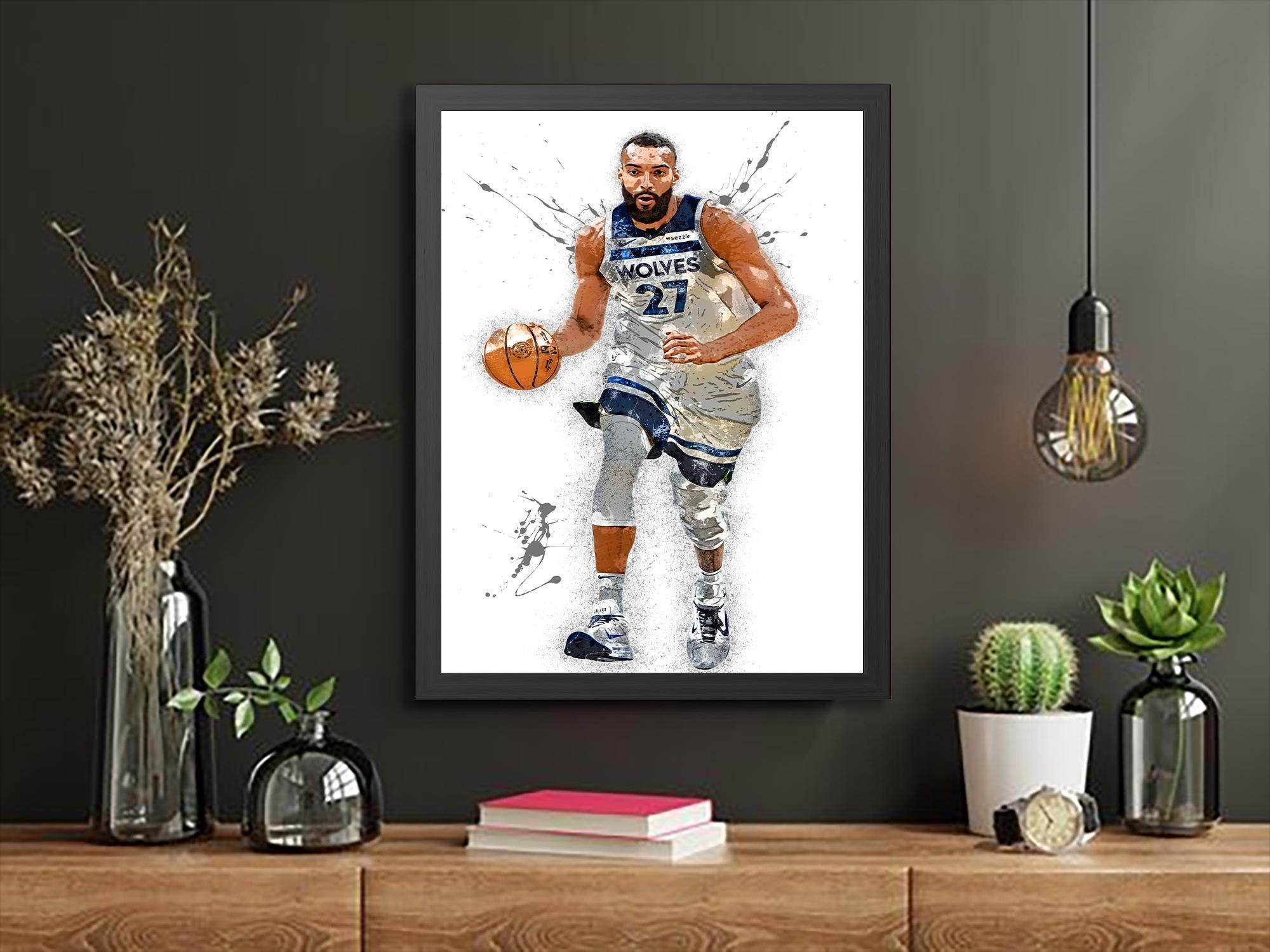 Rudy Gobert Poster, Minnesota Timberwolves, Gallery Canvas Wrap or Museum-Quality Poster, Fine Art, Man Cave, Kids room, Dorm Room
