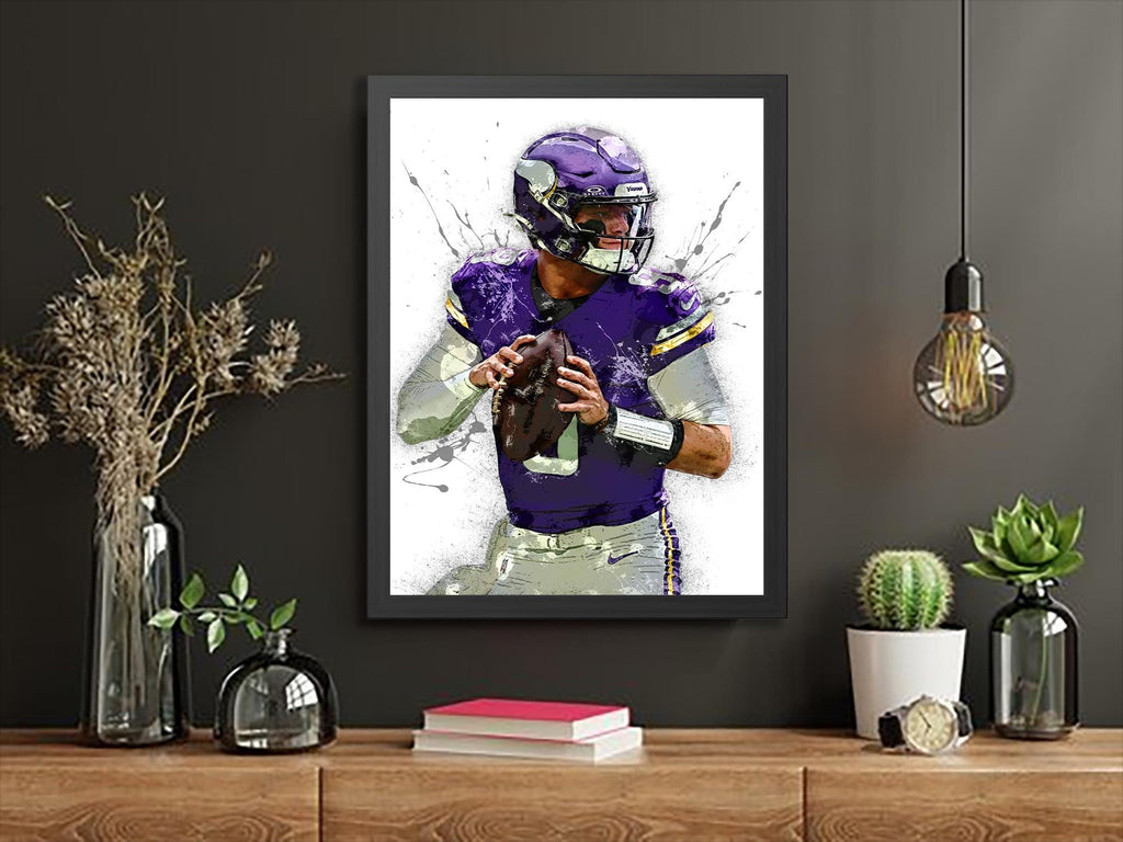 J.J. McCarthy Poster, Minnesota Vikings, Canvas Wrap or Museum-Quality Poster, Fine Art, Wall Decor, Man Cave, Kids room