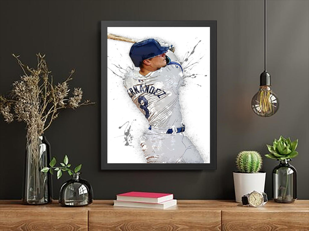 Kiké Hernández Poster, Los Angeles Dodgers, Gallery Canvas Wrap, Fine Art, Wall Decor for Man Cave, Kids room, Dorm Room