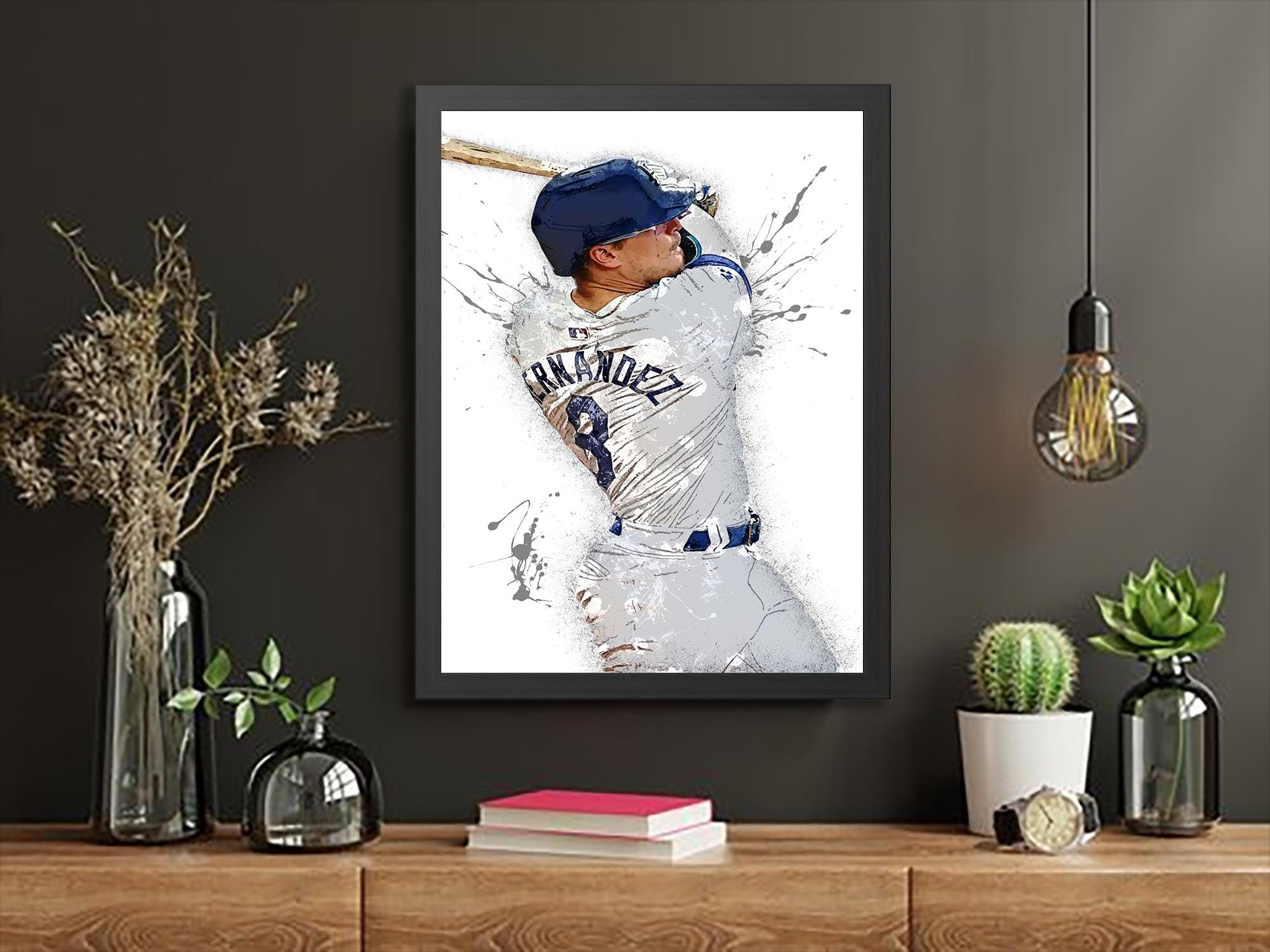 Kiké Hernández Poster, Los Angeles Dodgers, Gallery Canvas Wrap, Fine Art, Wall Decor for Man Cave, Kids room, Dorm Room