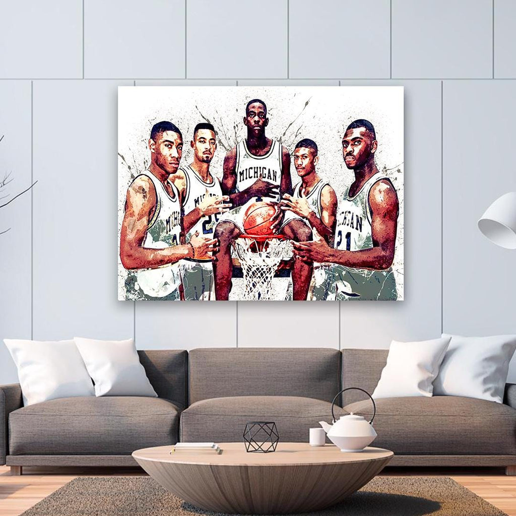 Fab 5 Poster, Michigan Wolverines, Gallery Canvas Wrap or Museum-Quality Poster, Fine Art, Man Cave, Kids room, Dorm Room
