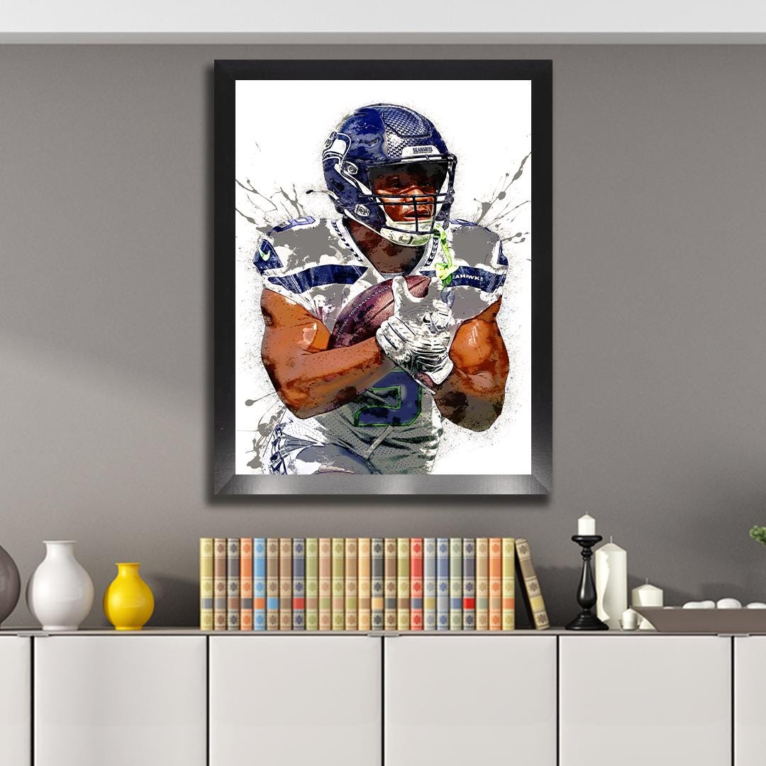 Kenneth Walker Poster, Seattle Seahawks, Gallery Canvas Wrap or Museum-Quality Poster, Fine Art, Man Cave, Kids room