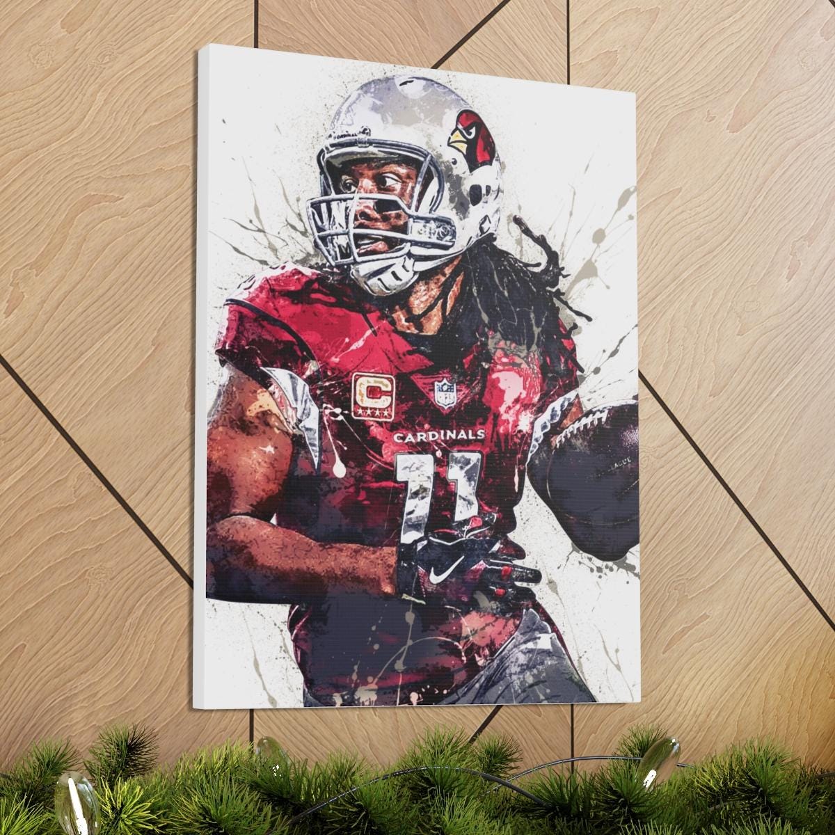 Larry Fitzgerald Jr. Poster, Arizona Cardinals, Gallery Canvas Wrap or Museum-Quality Poster, Fine Art, Wall Decor for Man Cave, Kids room