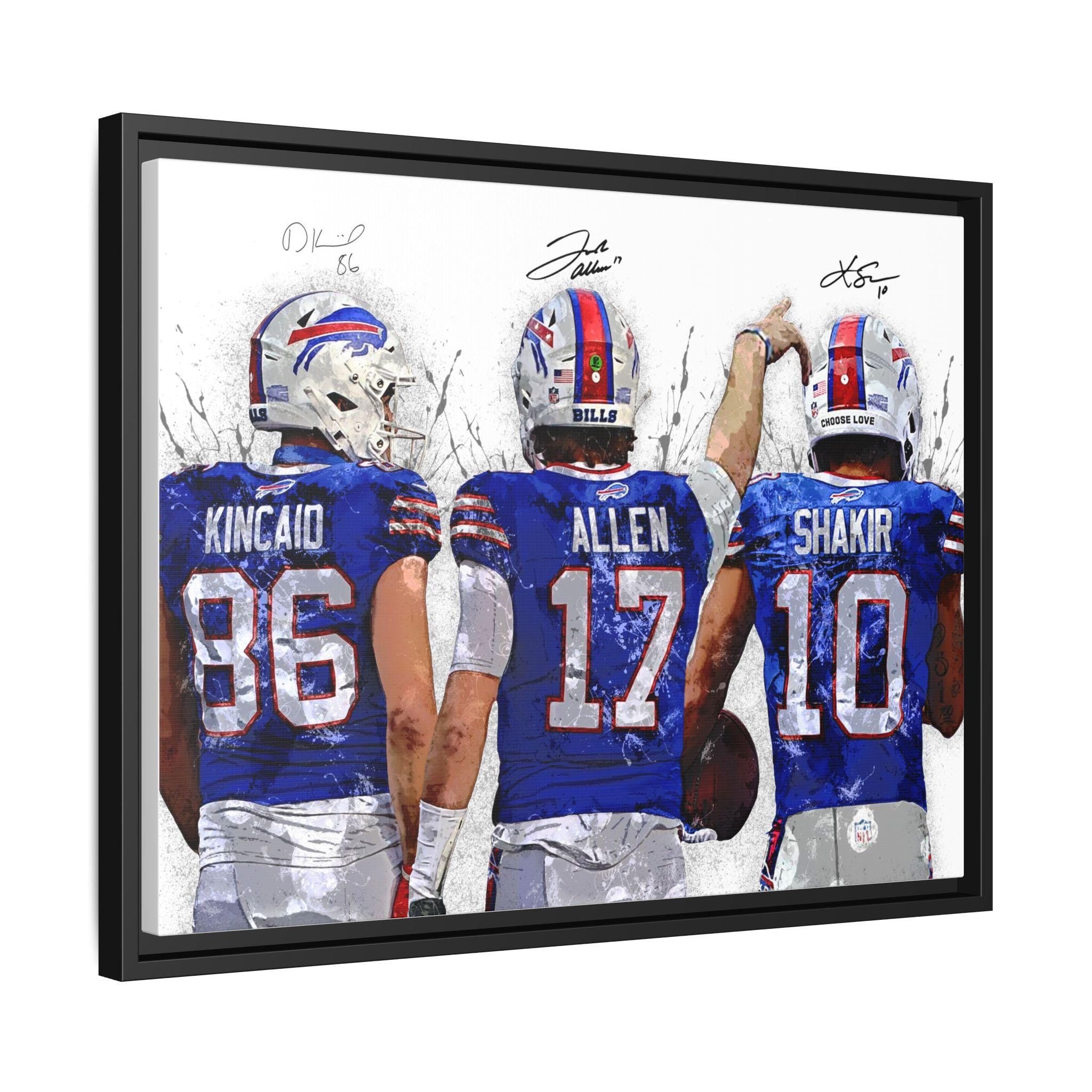 Josh Allen, Dalton Kincaid, Khalil Shakir, Buffalo Bills, Gallery Canvas Wrap or Museum-Quality Poster, Fine Art, Man Cave, Kids room