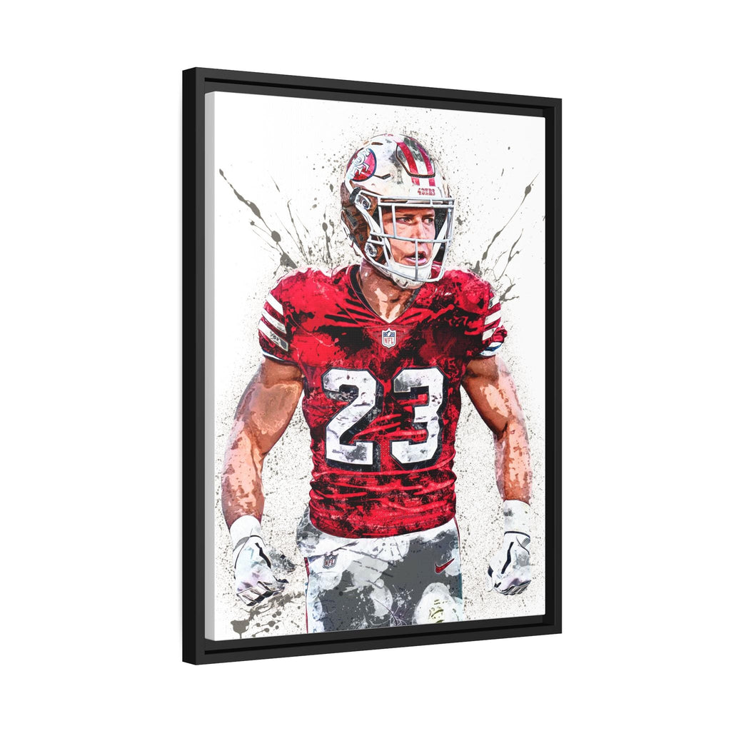 Christian McCaffrey Poster, San Francisco 49ers, Gallery Canvas Wrap or Premium Poster, Fine Art Quality, Man Cave, Kids room