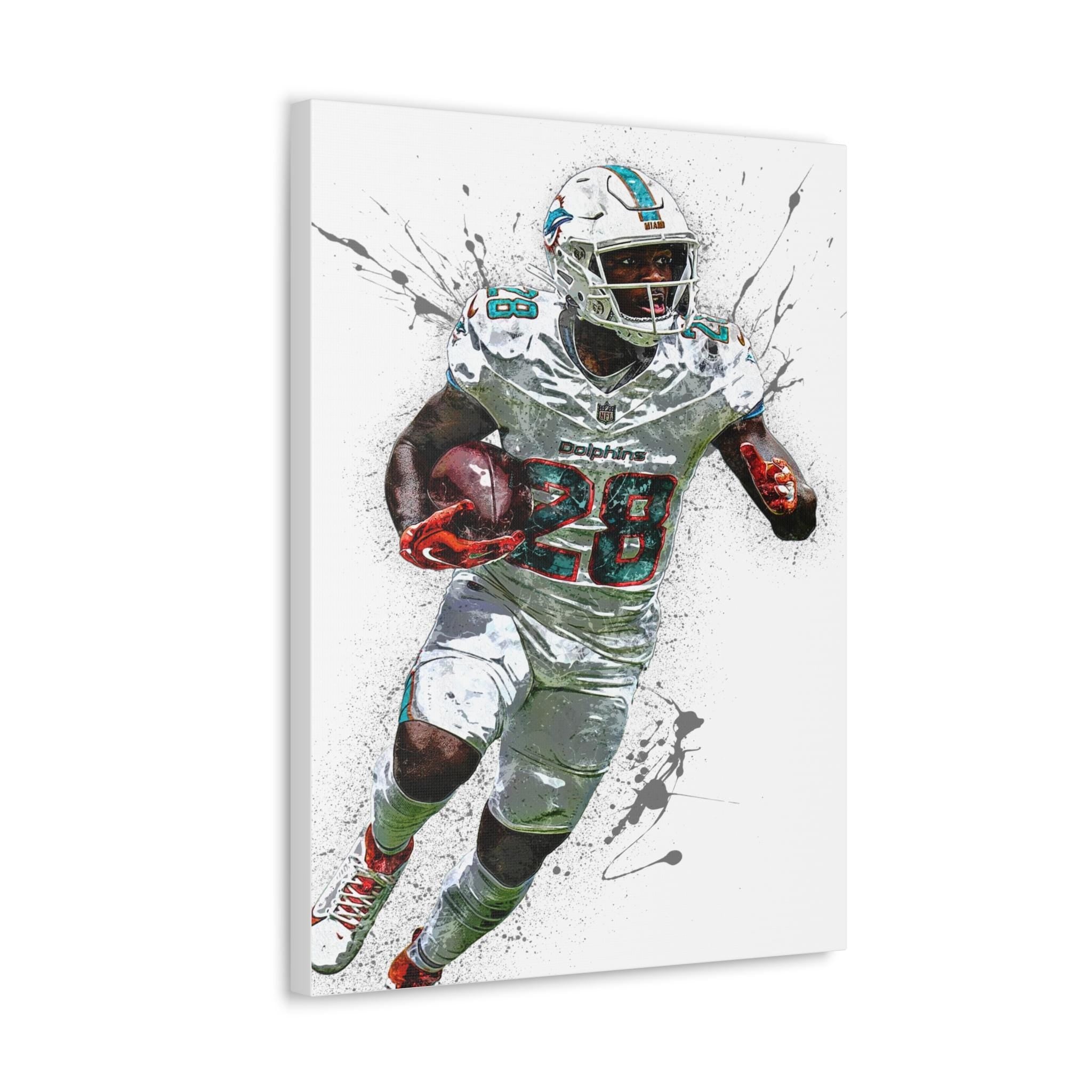 De’Von Achane Miami Dolphins Poster: Fine Art Canvas Wrap
