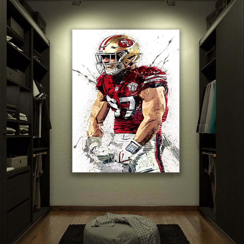 Nick Bosa Poster, San Francisco 49ers, Gallery Canvas Wrap or Premium Poster, Fine Art, Man Cave, Kids room