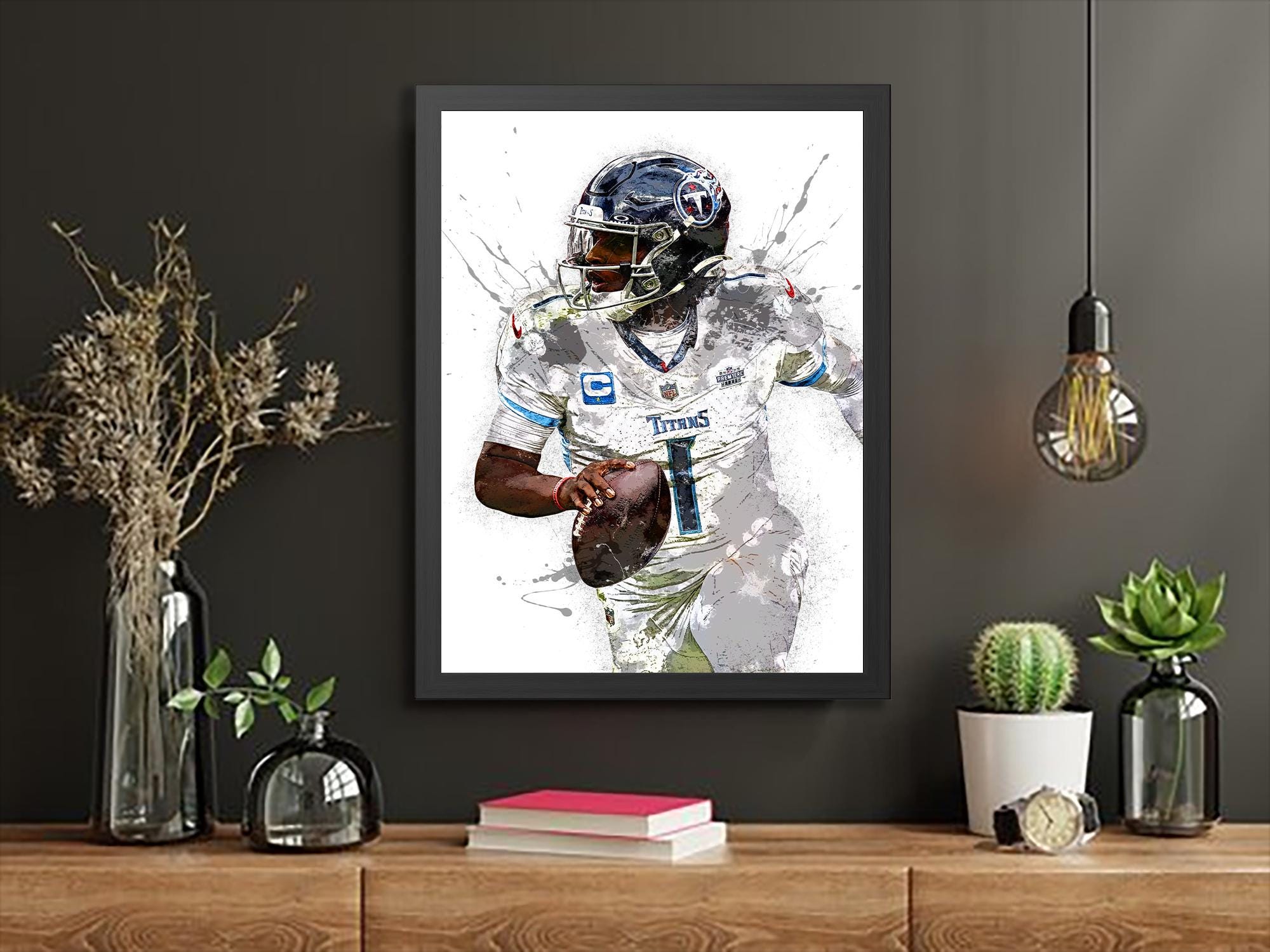 Cam Ward Poster, Tennessee Titans, Gallery Canvas Wrap: Man Cave, Kids room, Office Wall Art