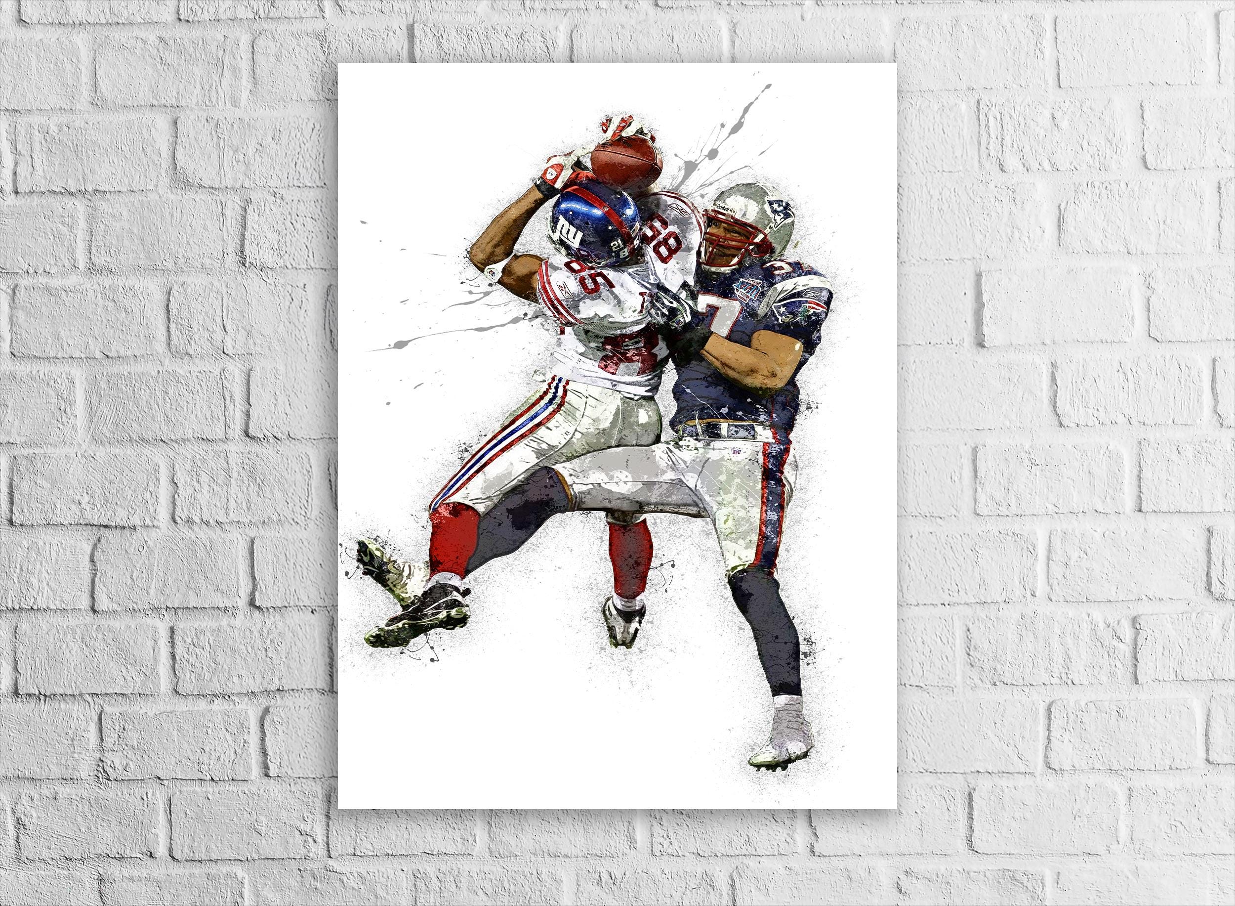 David Tyree, "The Helmet Catch", New York Giants, Gallery Canvas Wrap or Premium Poster, Fine Art, Wall Decor for Man Cave, Kids room
