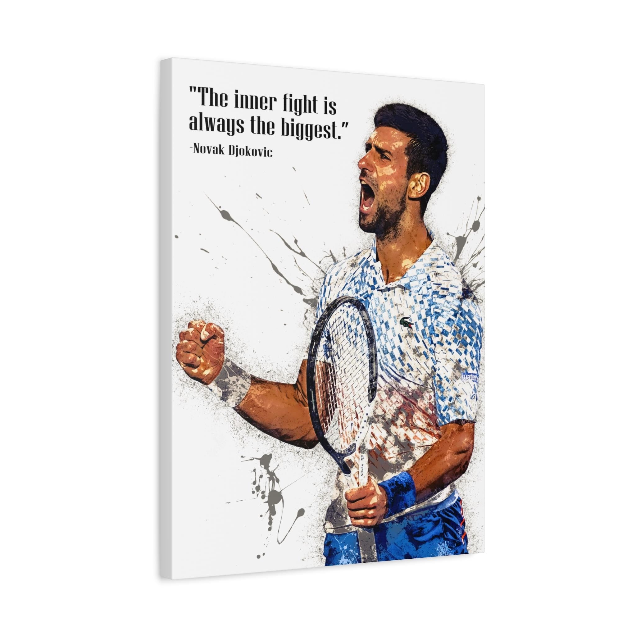 Novak Djokovic Poster, Quote, Gallery Canvas Wrap or Museum-Quality Poster Print, Fine Art Quality, Man Cave, Office, Dorm Room, Kids room