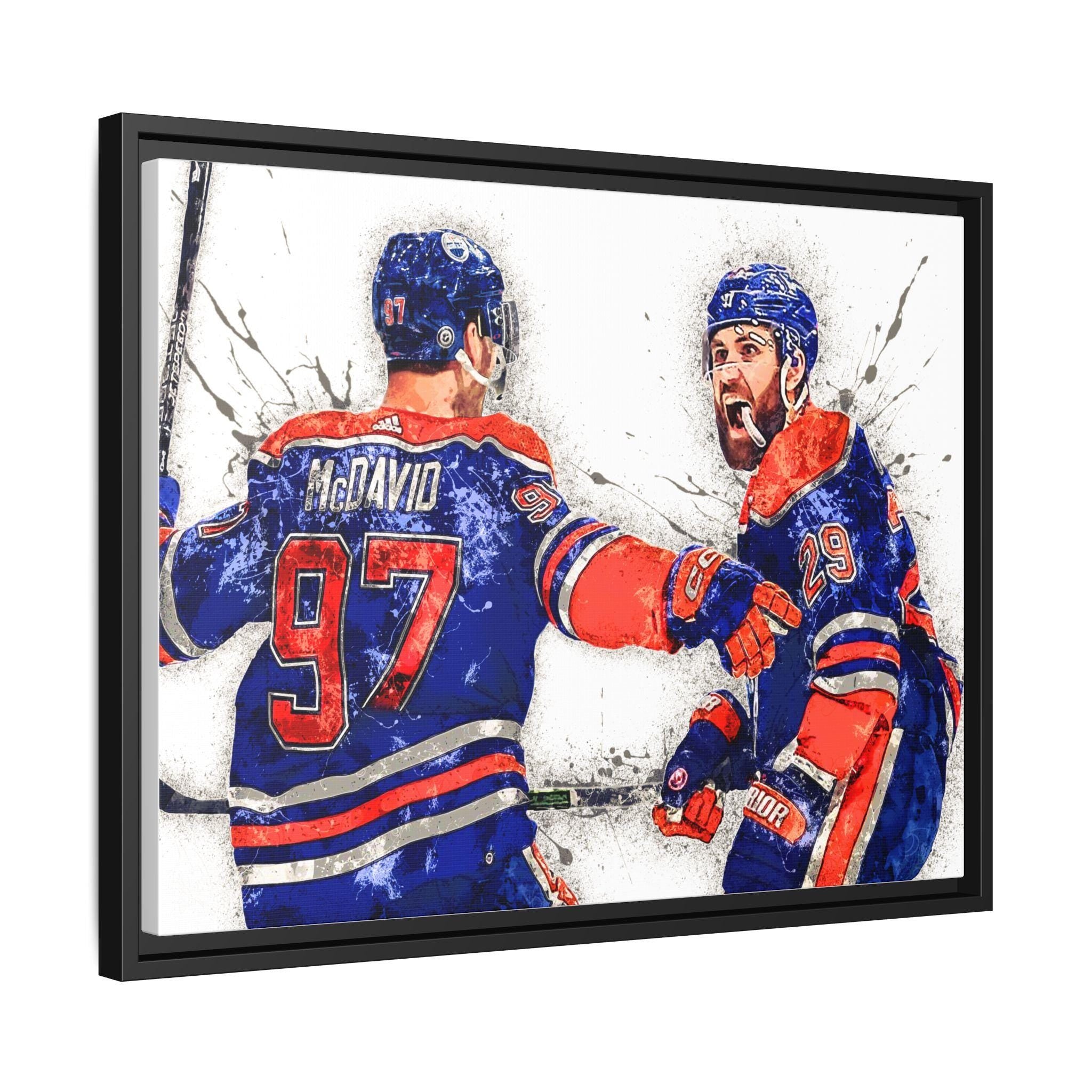 Connor McDavid, Leon Draisaitl, Edmonton Oilers, Gallery Canvas Wrap or Museum-Quality Poster, Wall Decor, Man Cave, Kids room, Office