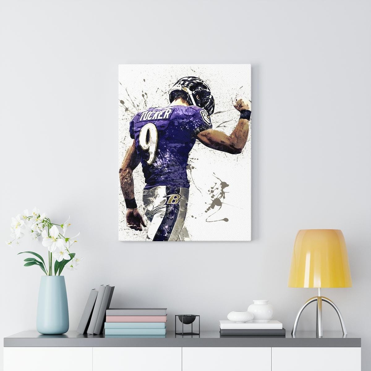 Justin Tucker Poster, Baltimore Ravens, Gallery Canvas Wrap or Museum-Quality Poster, Fine Art, Wall Decor for Man Cave, Kids room