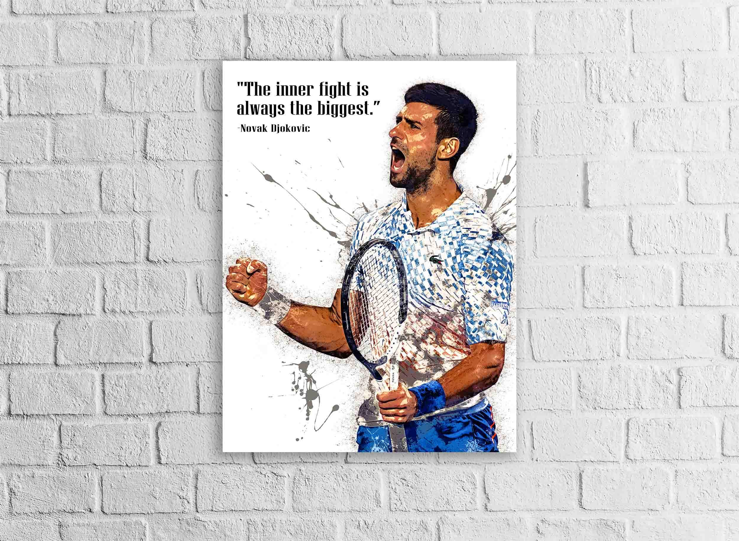 Novak Djokovic Poster, Quote, Gallery Canvas Wrap or Museum-Quality Poster Print, Fine Art Quality, Man Cave, Office, Dorm Room, Kids room