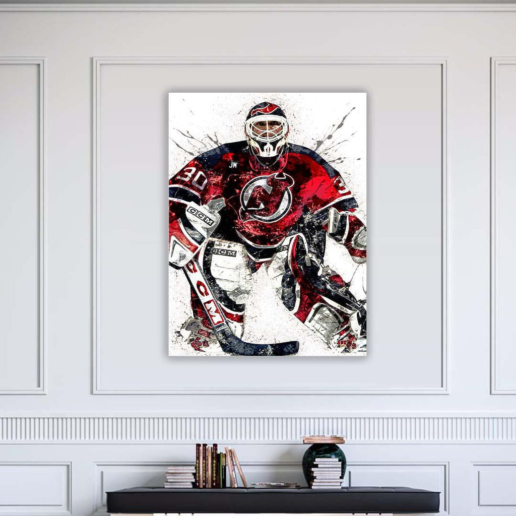 Martin Brodeur Poster, New Jersey Devils, Gallery Canvas Wrap or Museum-Quality Poster Print, Wall Decor for Man Cave, Office or Kids Room