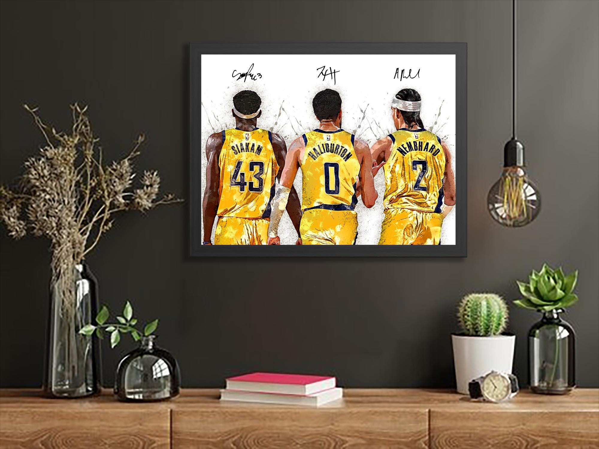 Tyrese Haliburton, Pascal Siakam, Andrew Nembhard, Indiana Pacers, Gallery Canvas Wrap, Premium Poster, Man Cave, Kids room, Office