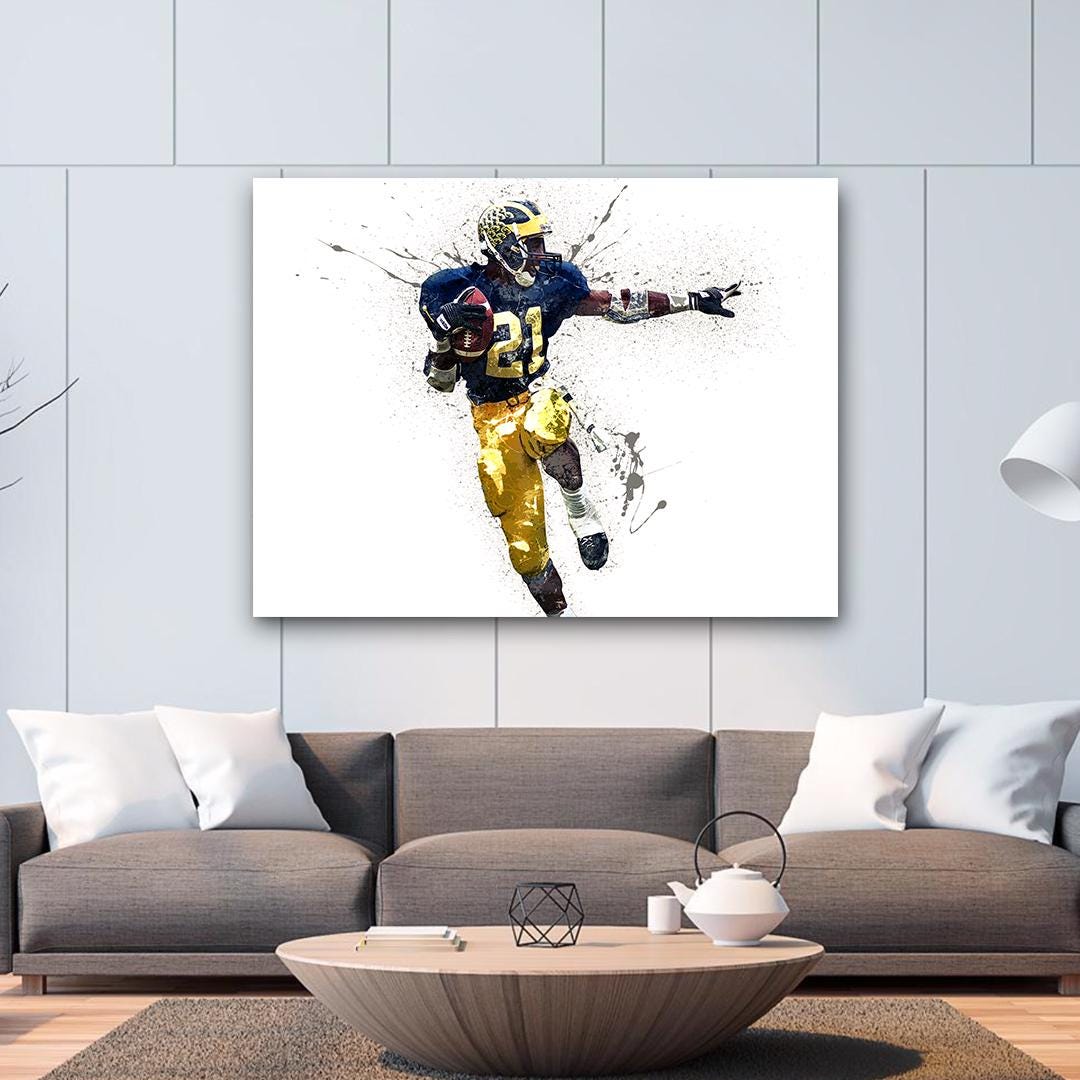 Desmond Howard Poster, Michigan, Gallery Canvas Wrap or Museum-Quality Poster, Fine Art, Wall Decor for Man Cave, Kids room