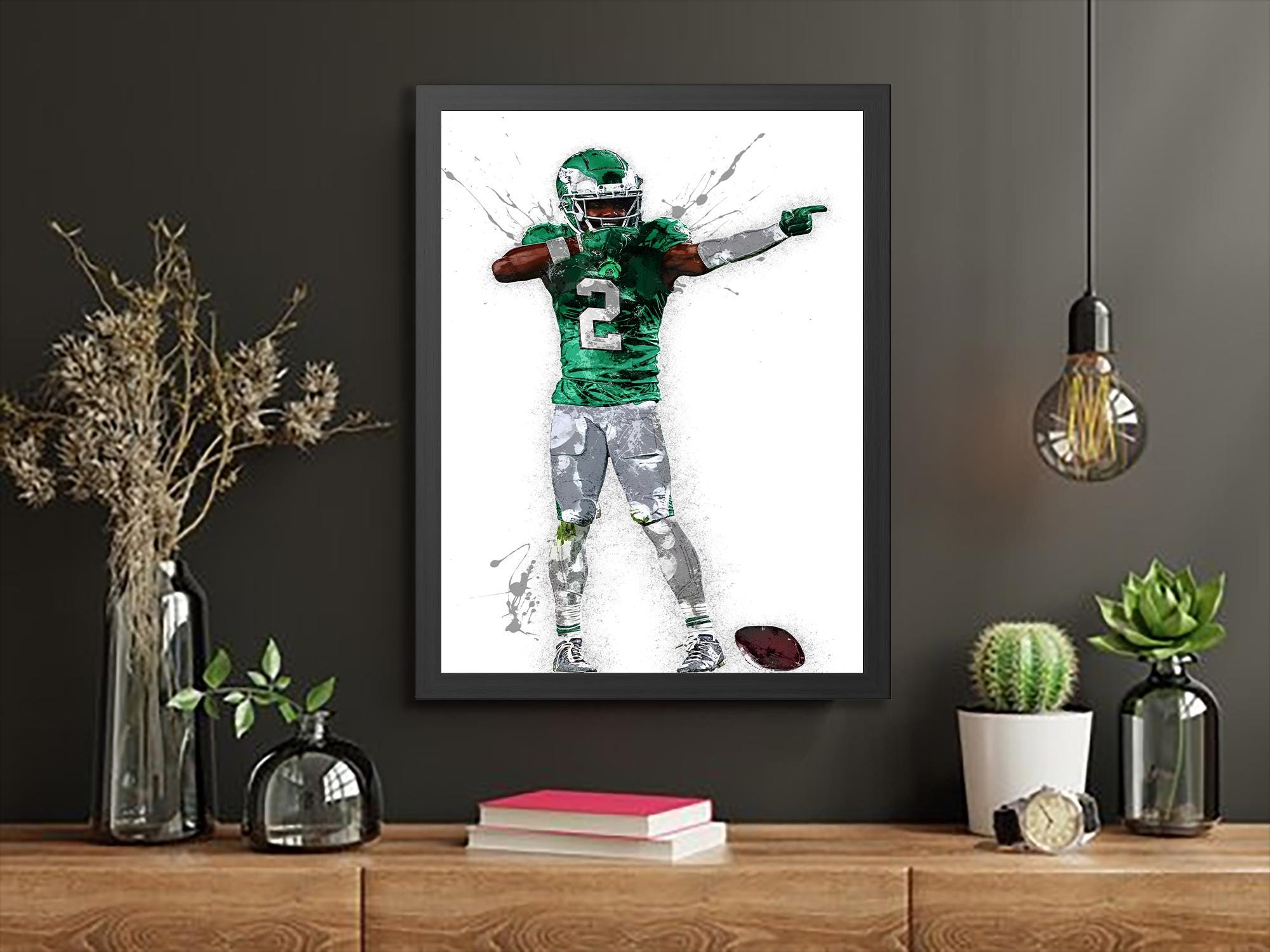Jahan Dotson Poster, "Touchdown Celebration", Philadelphia Eagles, Gallery Canvas Wrap or Premium Poster, Man Cave, Kids room, Office
