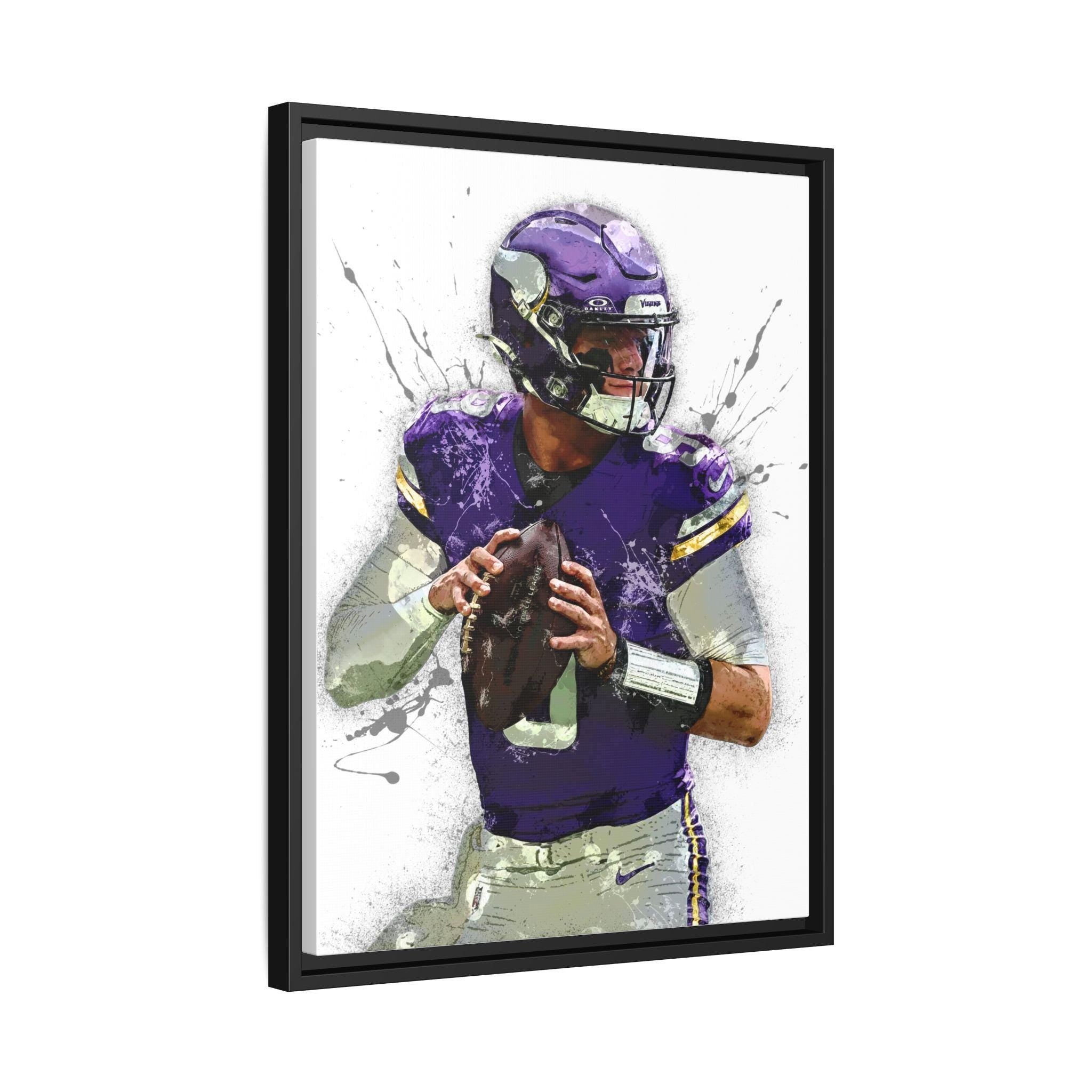 J.J. McCarthy Poster, Minnesota Vikings, Canvas Wrap or Museum-Quality Poster, Fine Art, Wall Decor, Man Cave, Kids room