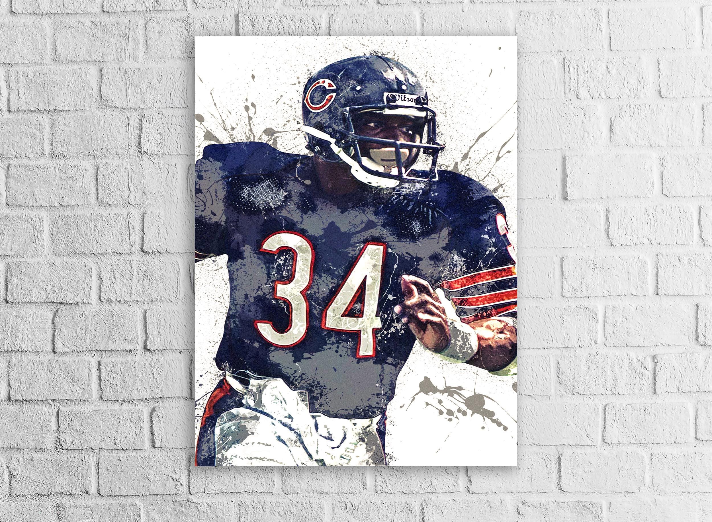 Walter Payton Chicago Bears Poster: Man Cave Fine Art Decor