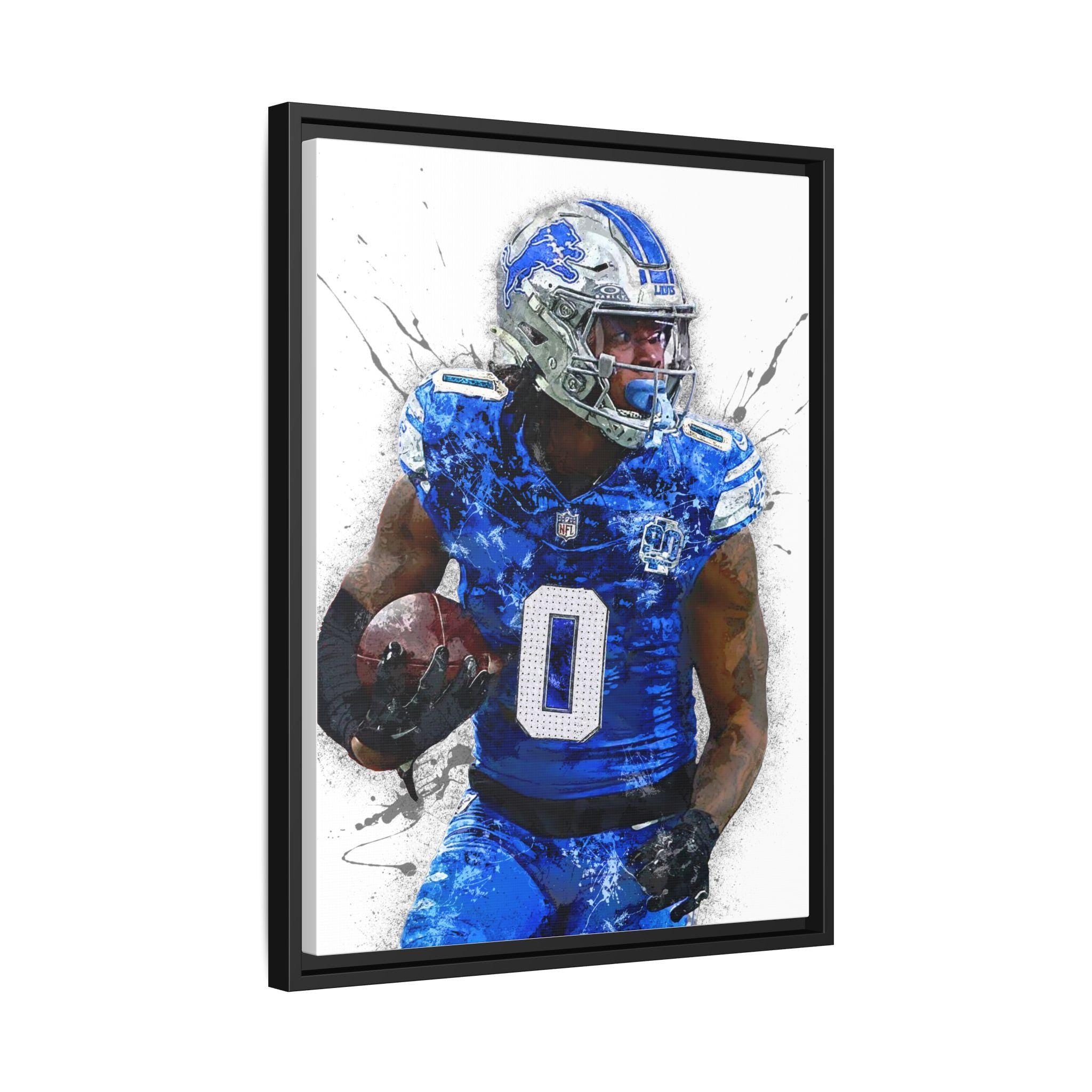 Jahmyr Gibbs, Detroit Lions, Gallery Canvas Wrap, Museum-Quality Poster, Wall Art, Man Cave, Kids room, Office