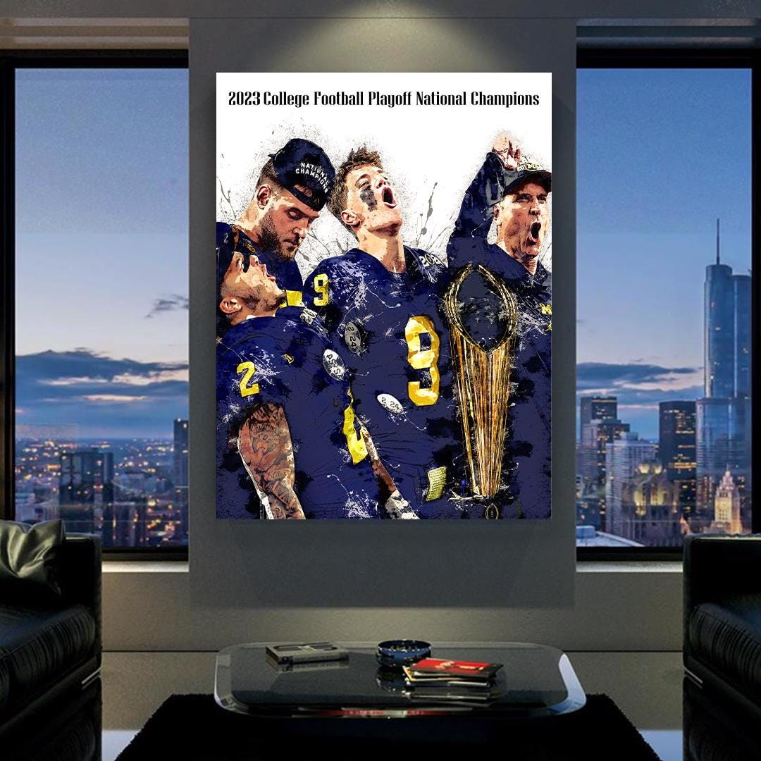 Wolverines Champions Poster, Michigan Wolverines, Gallery Canvas Wrap or Museum-Quality Poster, Fine Art, Man Cave, Kids room, Dorm Room