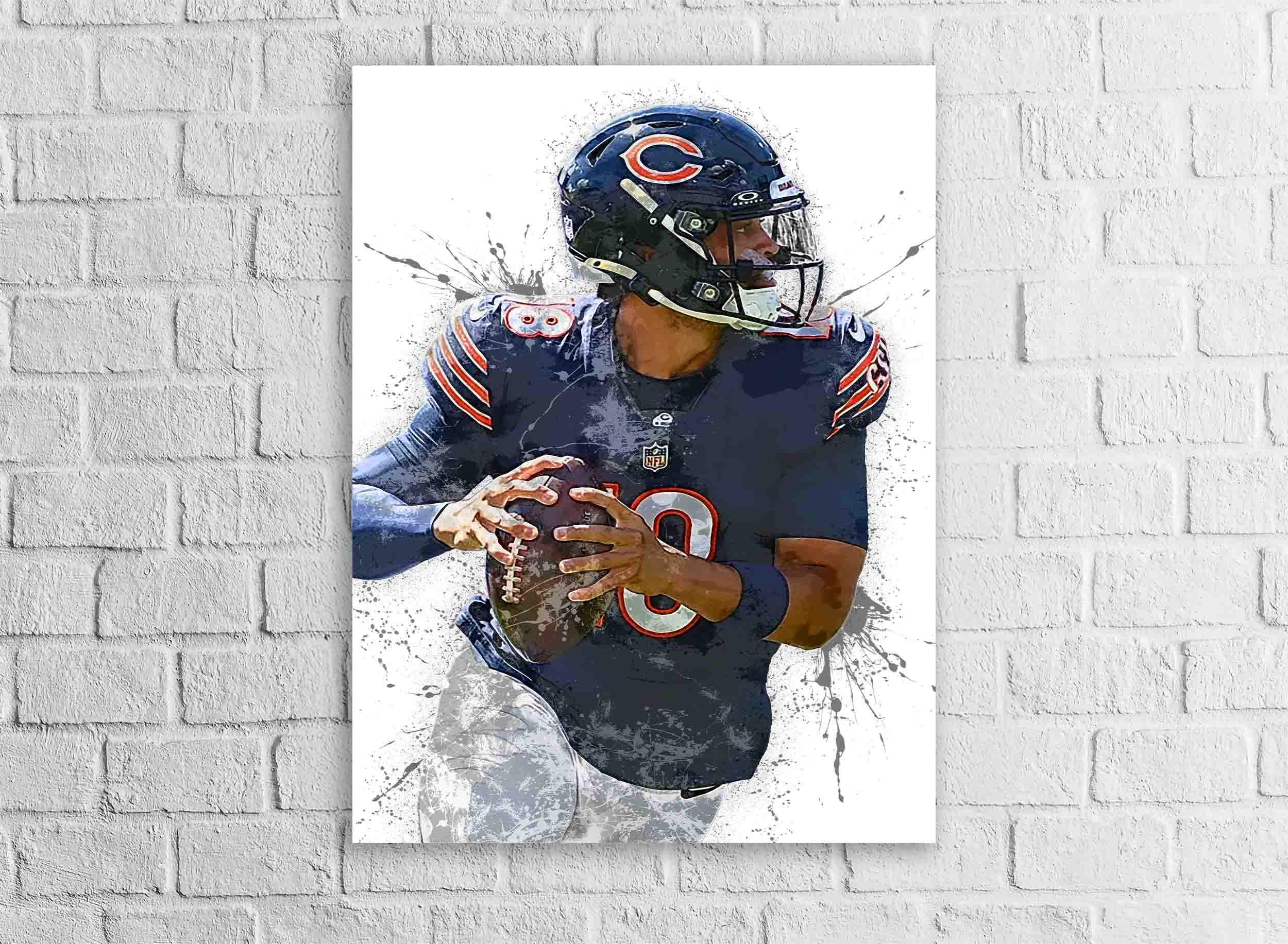 Caleb Williams, Chicago Bears, Gallery Canvas Wrap or Museum-Quality Poster, Fine Art, Wall Decor for Man Cave, Kids room