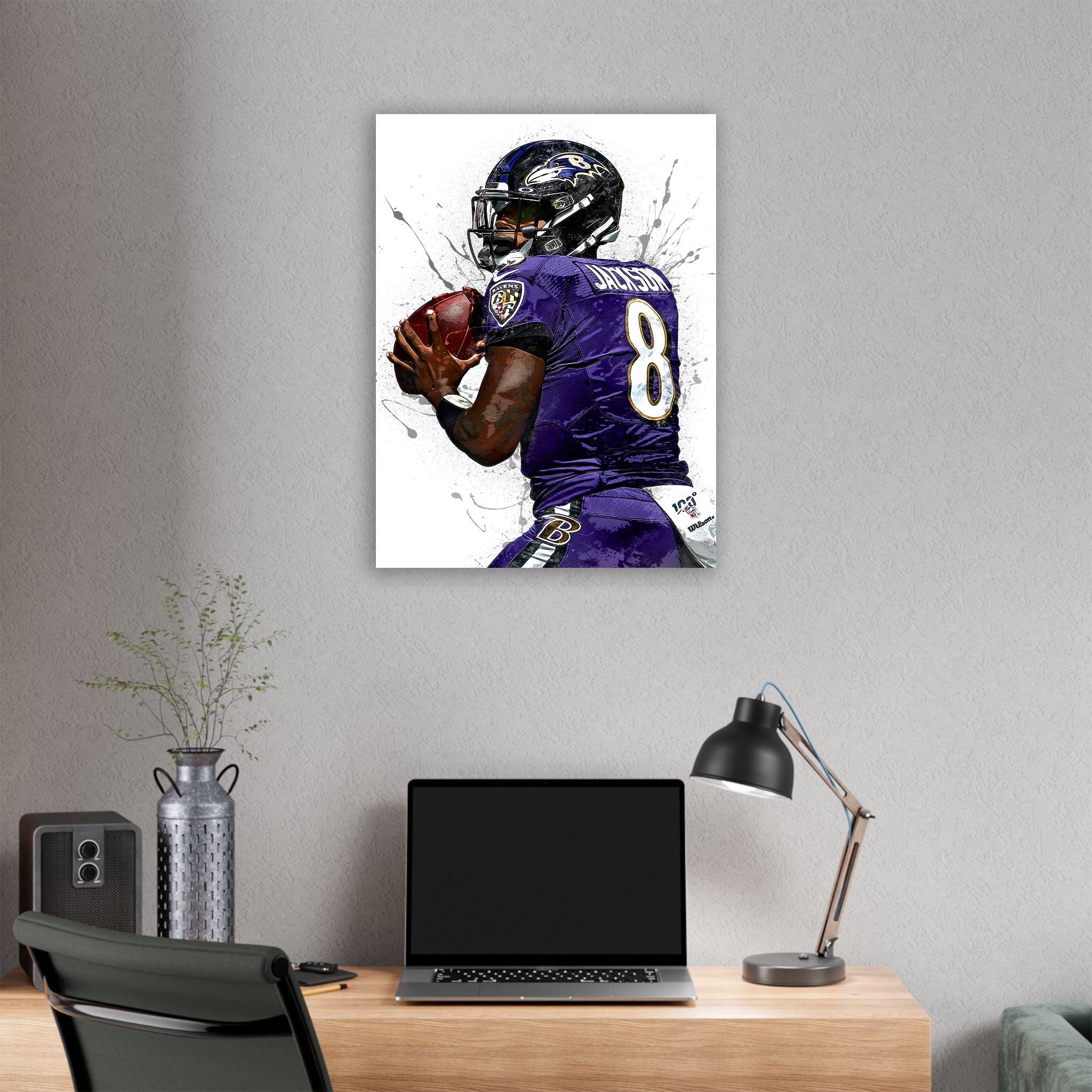 Lamar Jackson Print, Baltimore Ravens, Gallery Canvas Wrap or Museum-Quality Poster, Fine Art, Wall Decor for Man Cave, Kids room