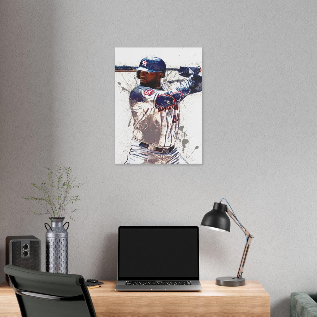 Yordan Álvarez Poster, Houston Astros, Gallery Canvas Wrap or Museum-Quality Poster Print, Fine Art, Man Cave, Office or Kids Room