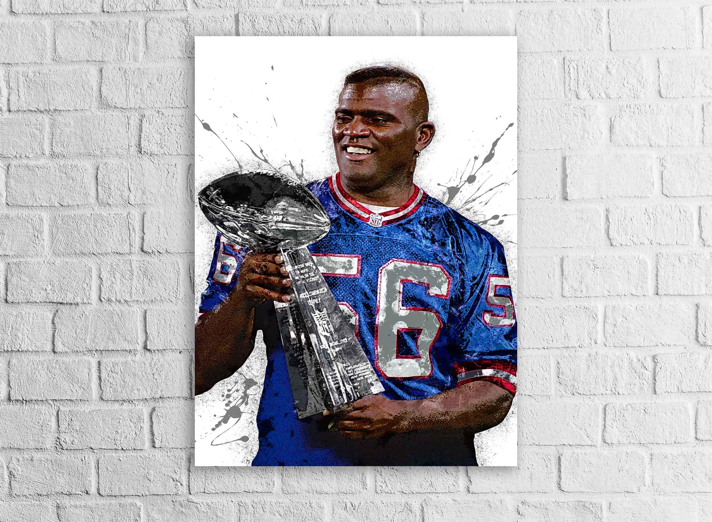 Lawrence Taylor Poster, New York Giants, Gallery Canvas Wrap or Museum-Quality Poster, Fine Art, Wall Decor for Man Cave, Kids room