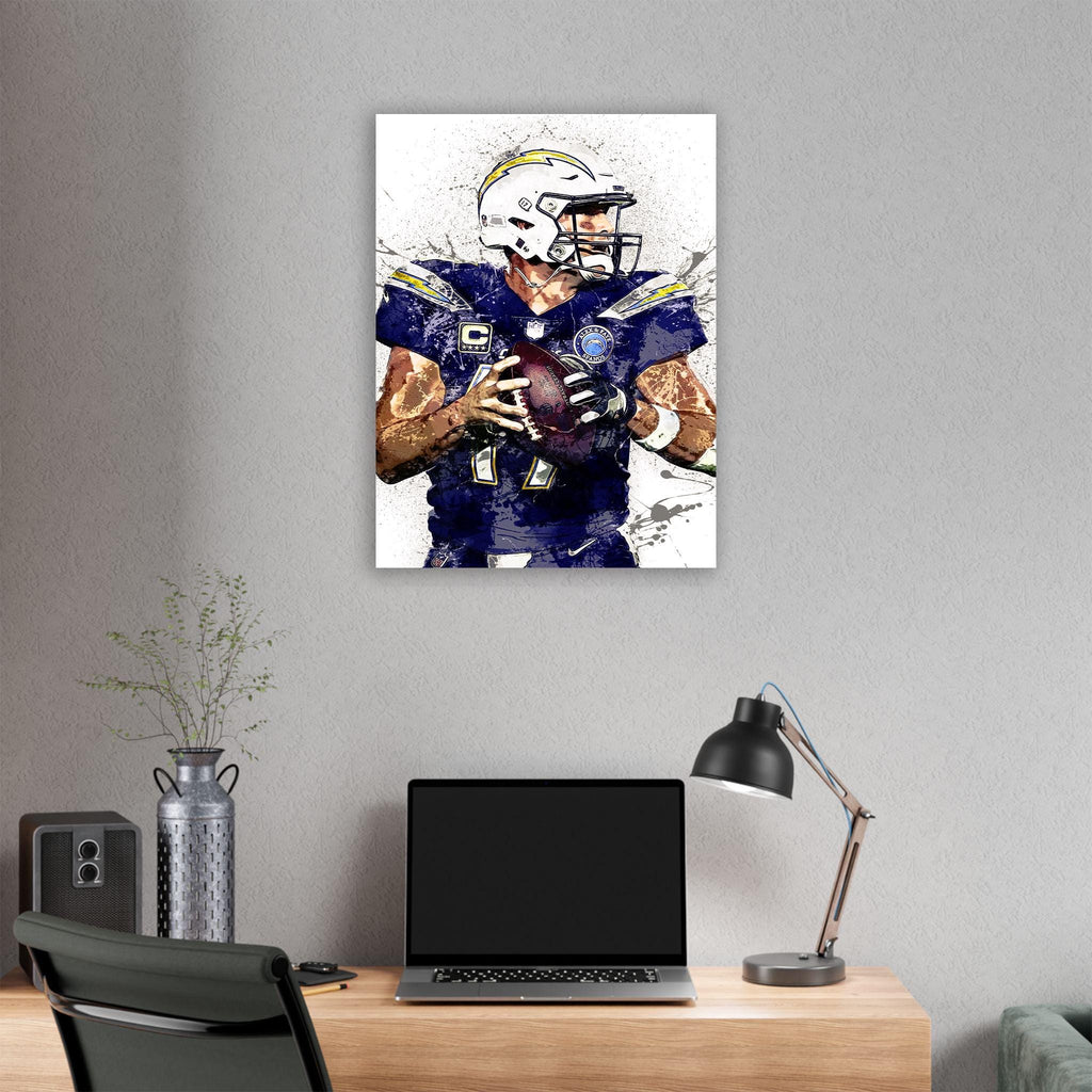Philip Rivers Poster, Los Angeles Chargers, Gallery Canvas Wrap or Museum-Quality Poster, Fine Art, Man Cave, Kids room