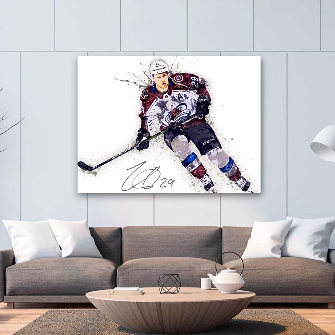 Nathan MacKinnon Poster, Colorado Avalanche, Gallery Canvas Wrap or Museum-Quality Poster Print, Man Cave, Office or Kids Room