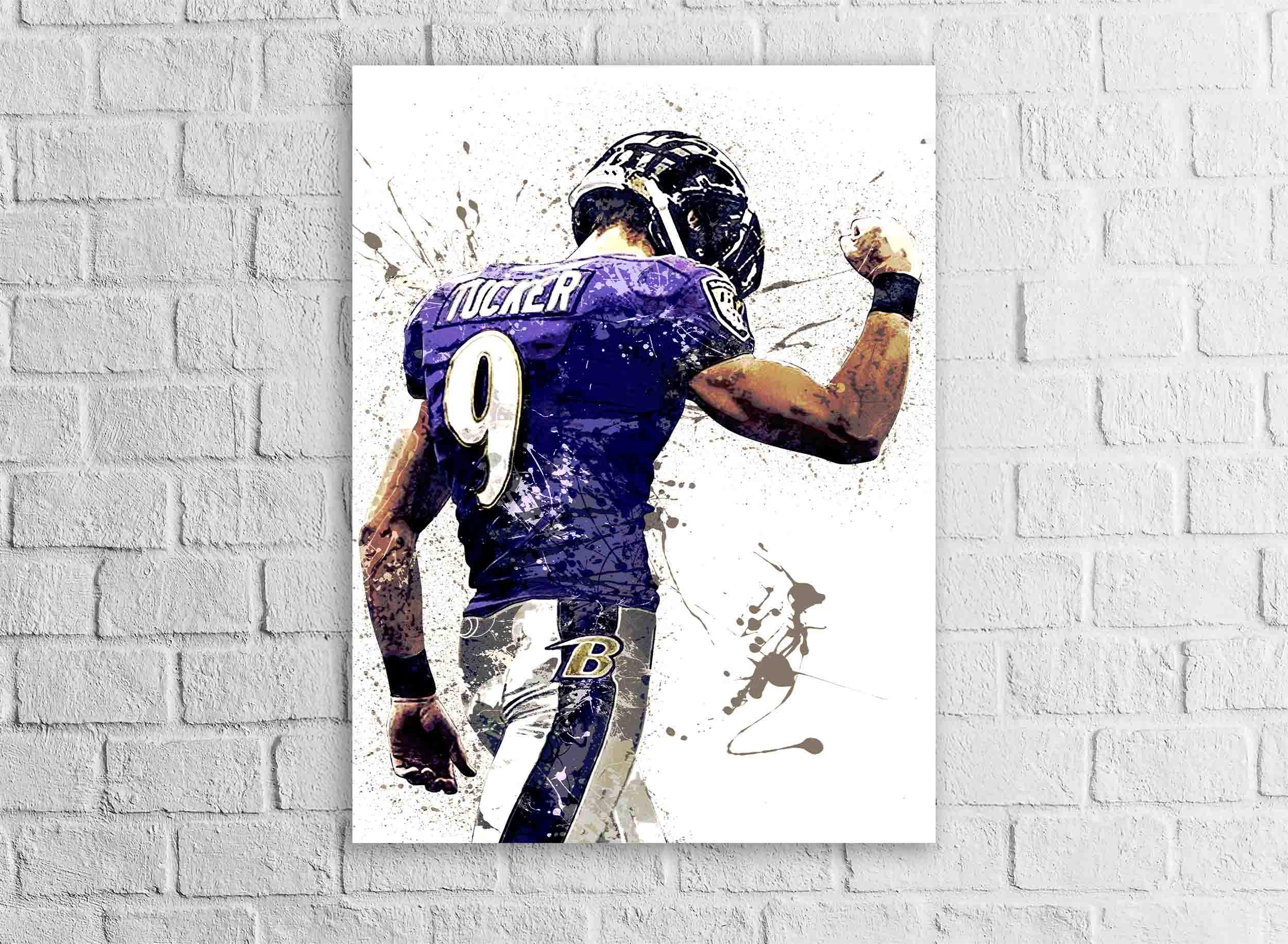Justin Tucker Poster, Baltimore Ravens, Gallery Canvas Wrap or Museum-Quality Poster, Fine Art, Wall Decor for Man Cave, Kids room