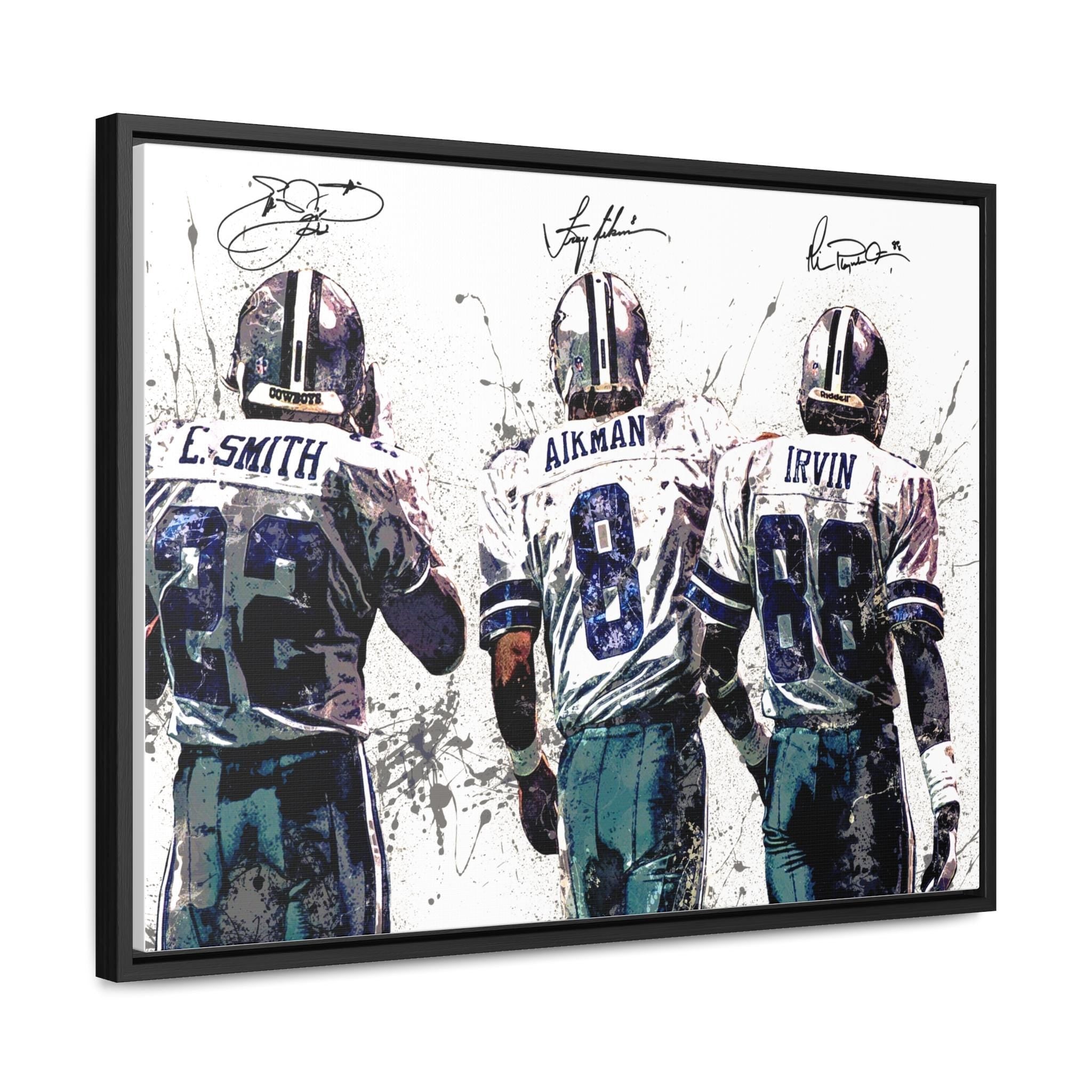 Troy Aikman, Emmitt Smith, Michael Irvin, Dallas Cowboys, Legends, Gallery Canvas Wrap, Museum-Quality Poster, Man Cave, Kids room, Office
