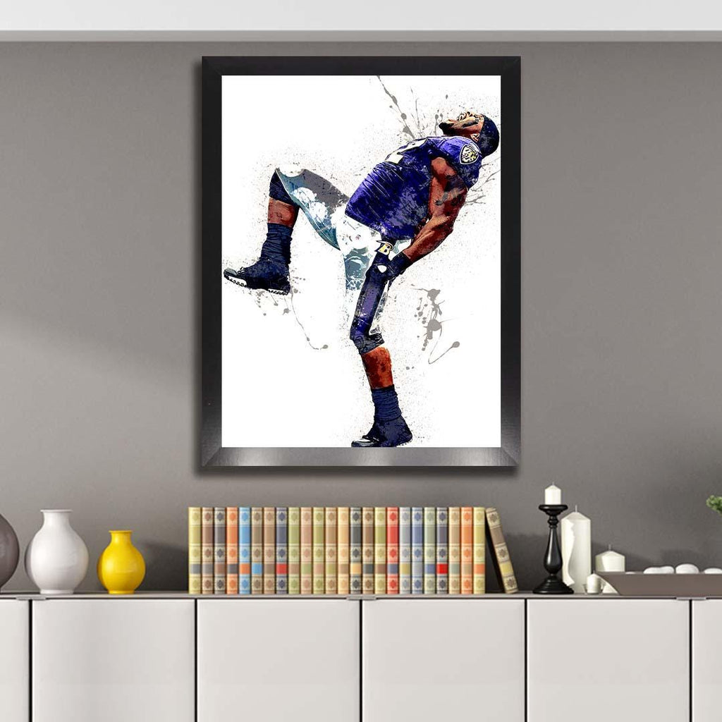 Ray Lewis Poster, Baltimore Ravens, Gallery Canvas Wrap or Museum-Quality Poster, Fine Art, Wall Decor for Man Cave, Kids room