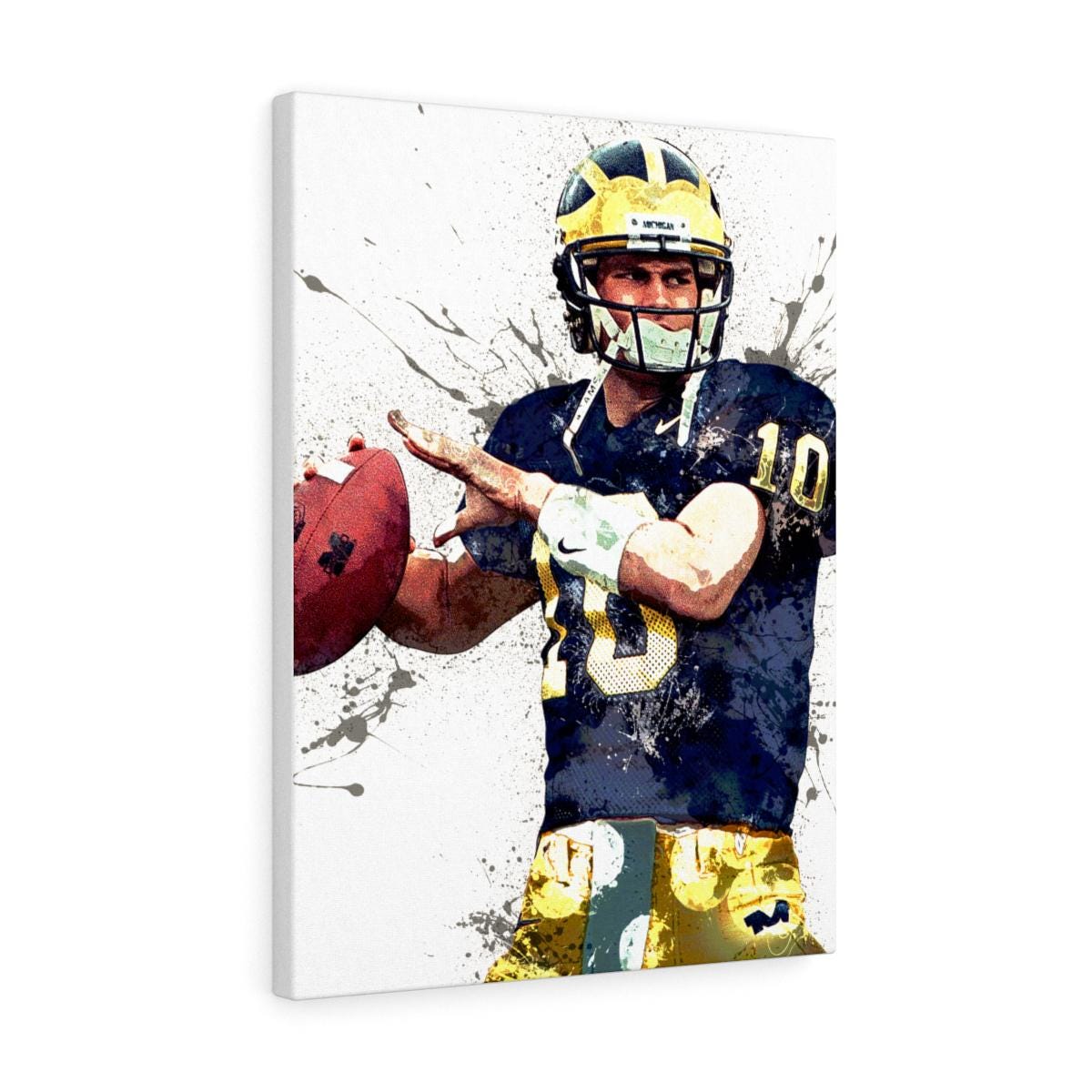 Tom Brady Poster, Michigan Wolverines, Gallery Canvas Wrap or Museum-Quality Poster, Fine Art, Man Cave, Kids room, Dorm Room