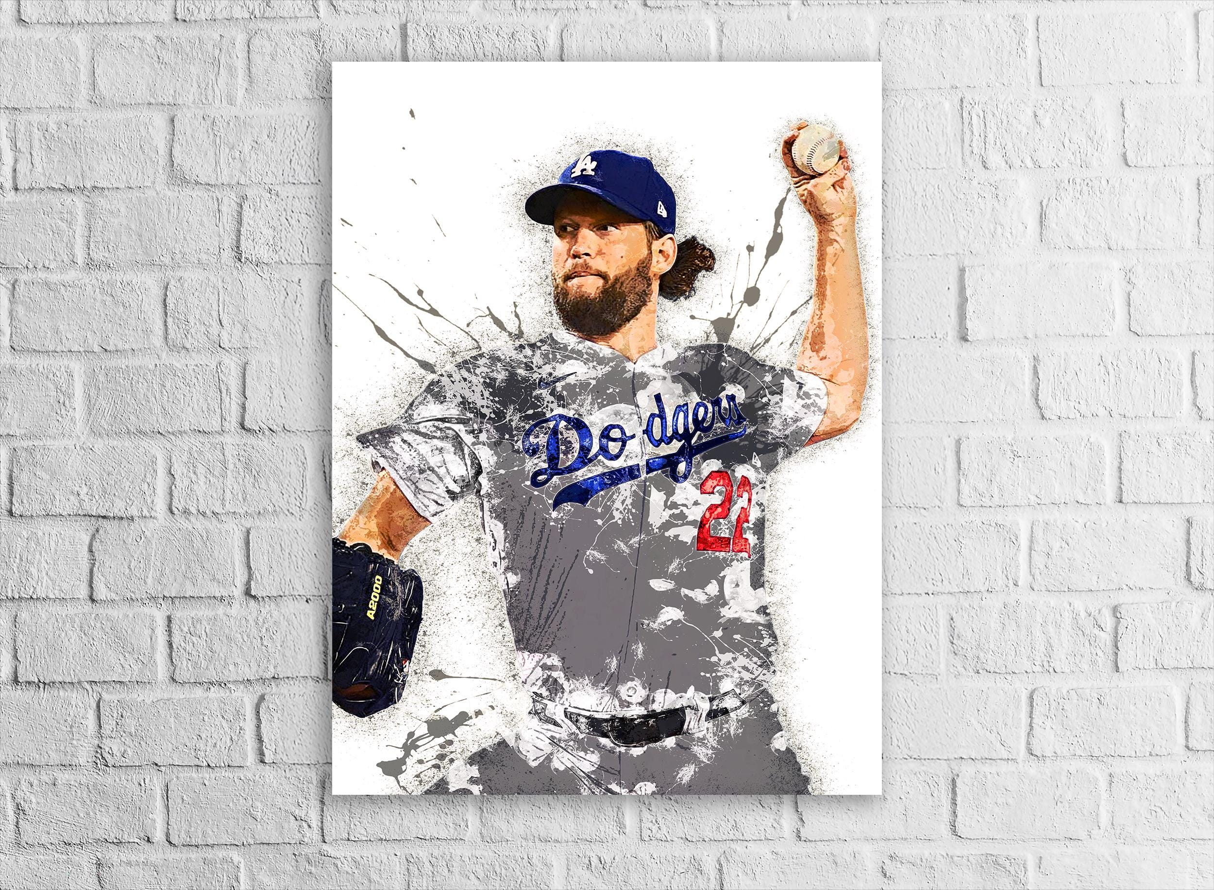 Clayton Kershaw Poster, Los Angeles Dodgers, Gallery Canvas Wrap, Fine Art Quality, Wall Decor for Man Cave, Kids room, Dorm Room
