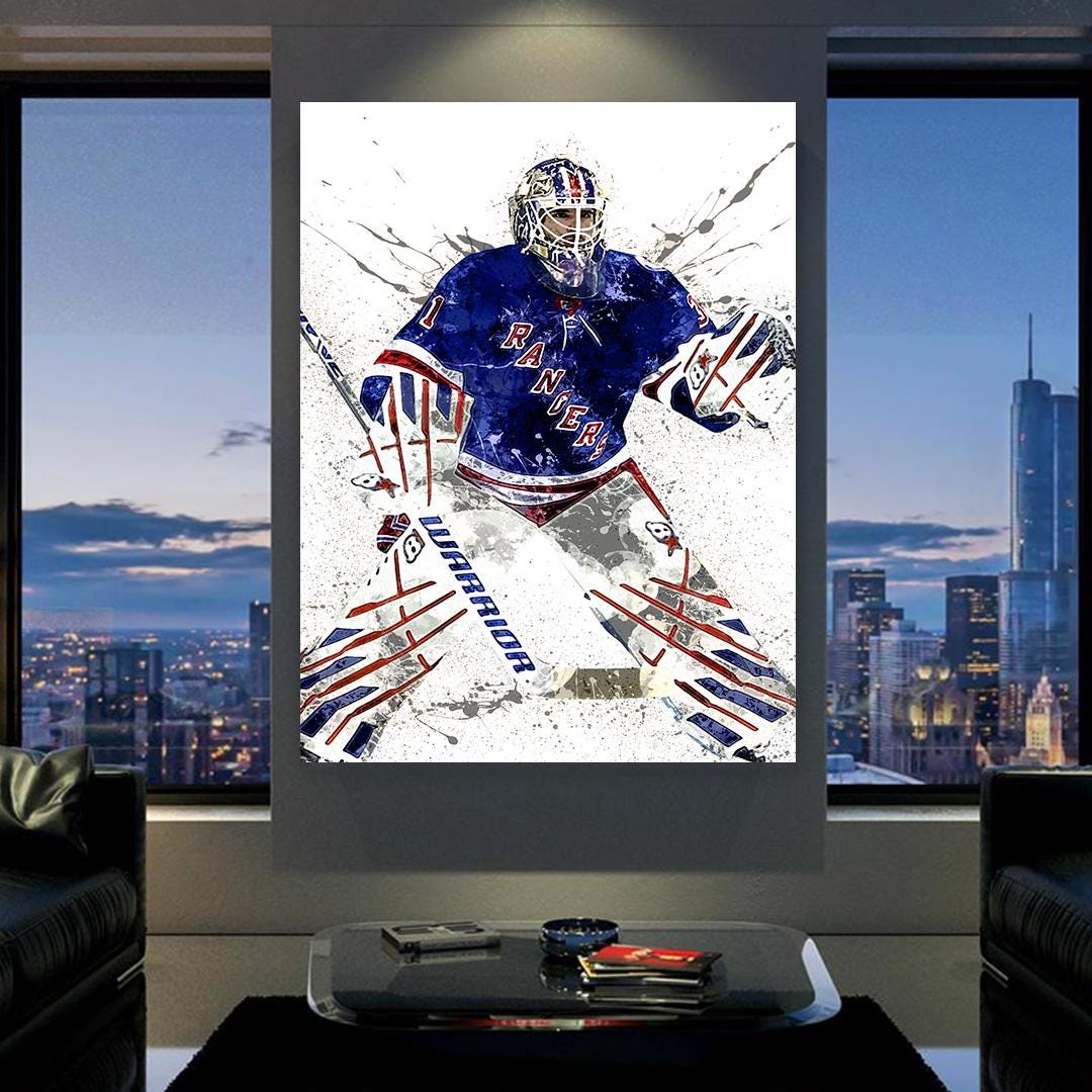 Igor Shesterkin Poster, New York Rangers, Gallery Canvas Wrap or Museum-Quality Poster, Man Cave, Kids room, Office