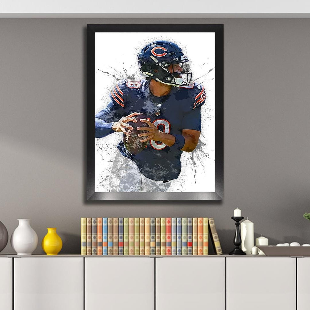Caleb Williams, Chicago Bears, Gallery Canvas Wrap or Museum-Quality Poster, Fine Art, Wall Decor for Man Cave, Kids room