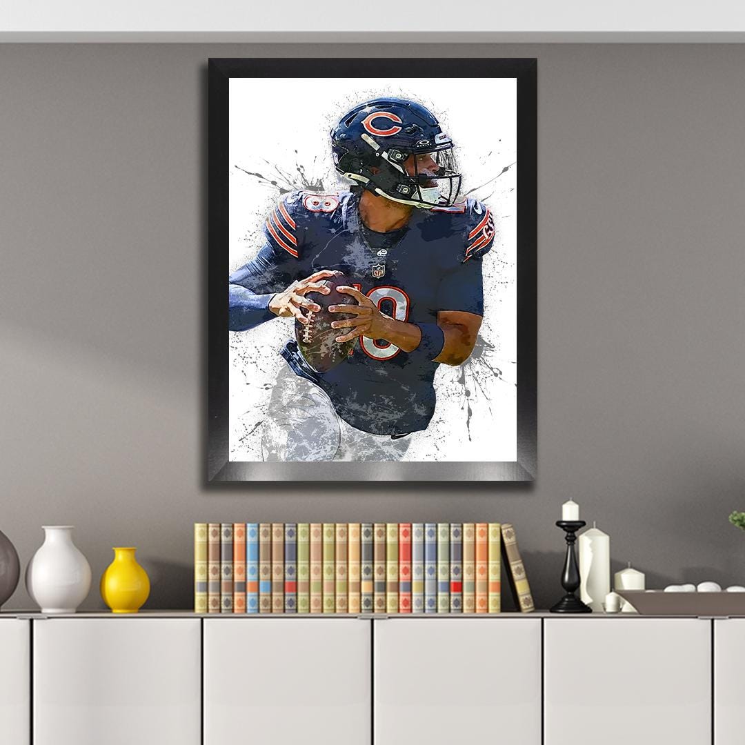 Caleb Williams, Chicago Bears, Gallery Canvas Wrap or Museum-Quality Poster, Fine Art, Wall Decor for Man Cave, Kids room
