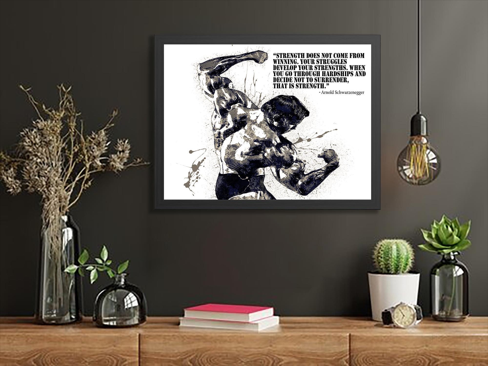Arnold Schwarzenegger, Quote Poster, Motivational, Gallery Canvas Wrap or Premium Poster, Gym Room, Fine Art Quality, Man Cave, Kids room