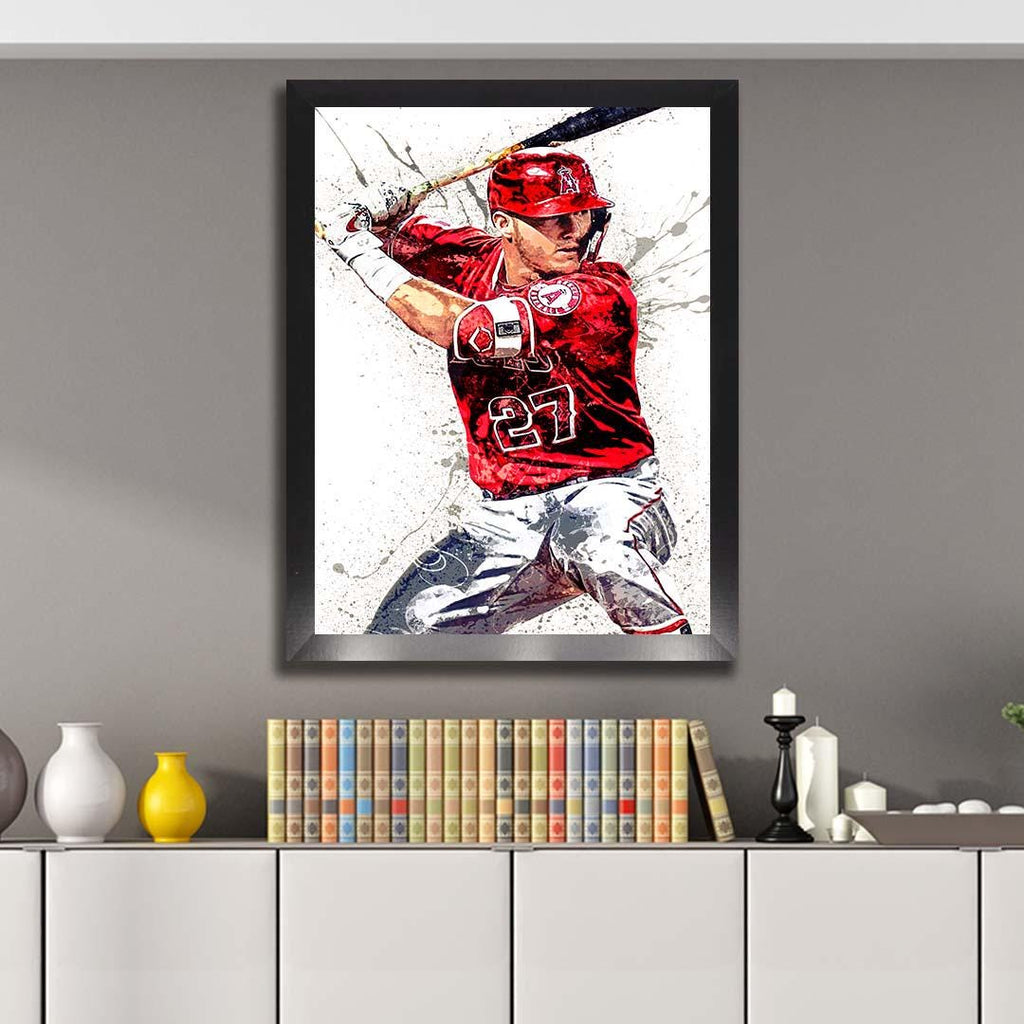 Mike Trout Poster, Los Angeles Angels, Gallery Canvas Wrap or Museum-Quality Poster Print, Fine Art Quality, Man Cave, Office or Dorm Room