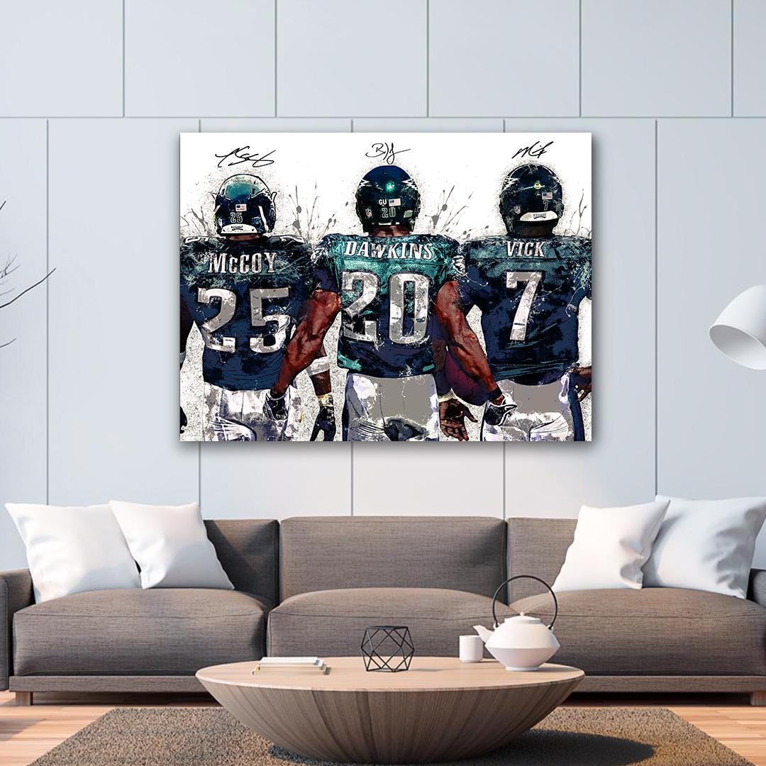 Brian Dawkins, Michael Vick, LeSean McCoy, Philadelphia Eagles, Canvas Wrap or Museum-Quality Poster, Fine Art, Man Cave, Kids room
