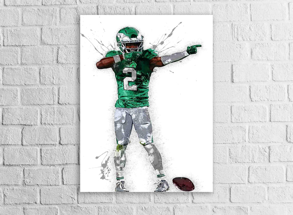 Jahan Dotson Poster, "Touchdown Celebration", Philadelphia Eagles, Gallery Canvas Wrap or Premium Poster, Man Cave, Kids room, Office