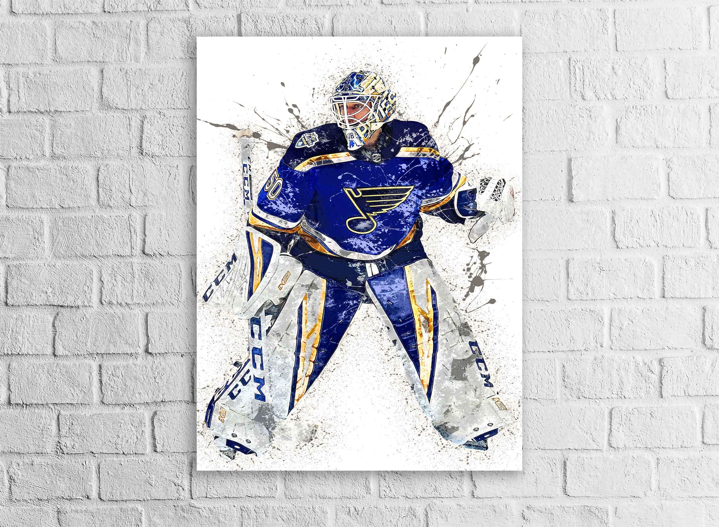 Jordan Binnington Poster, St. Louis Blues, Gallery Canvas Wrap or Museum-Quality Poster, Man Cave, Kids room, Office
