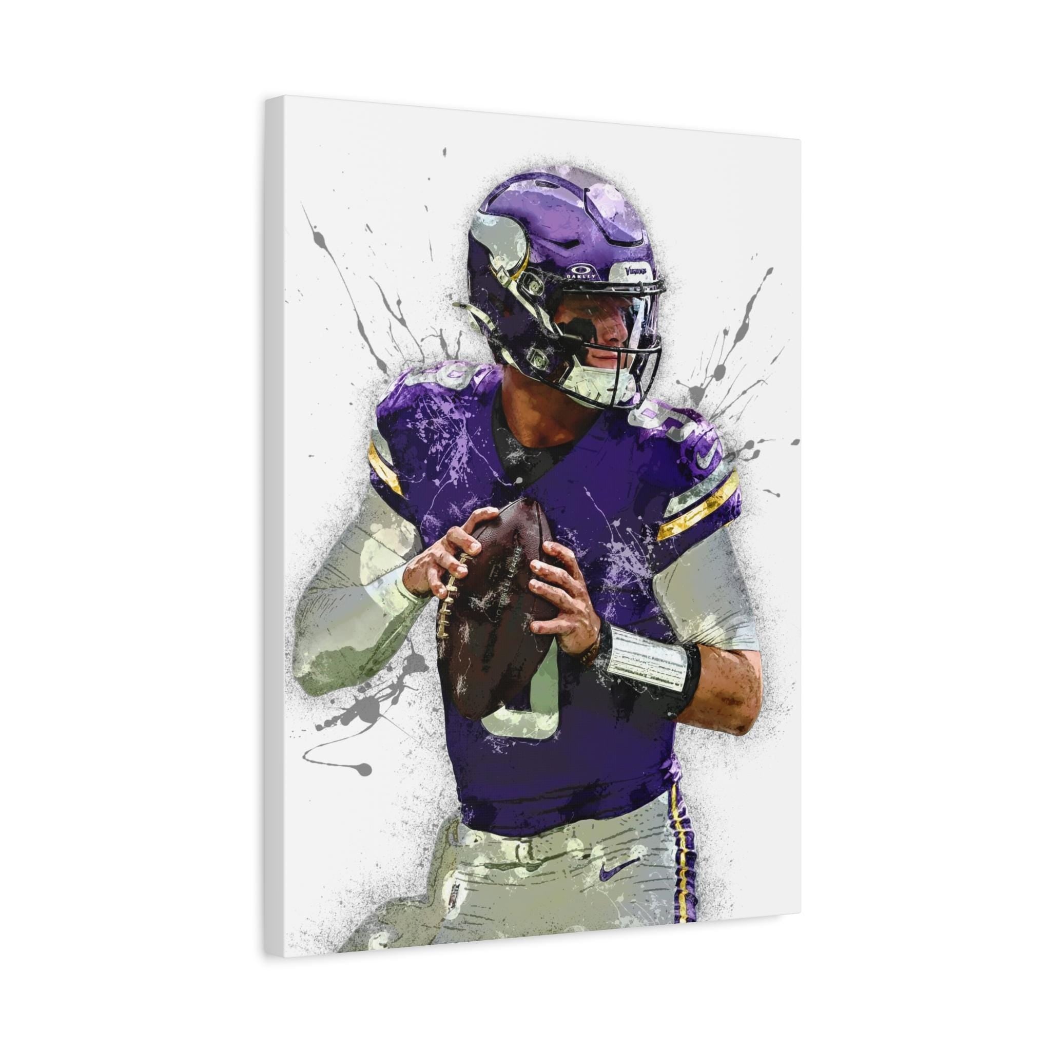 J.J. McCarthy Poster, Minnesota Vikings, Canvas Wrap or Museum-Quality Poster, Fine Art, Wall Decor, Man Cave, Kids room