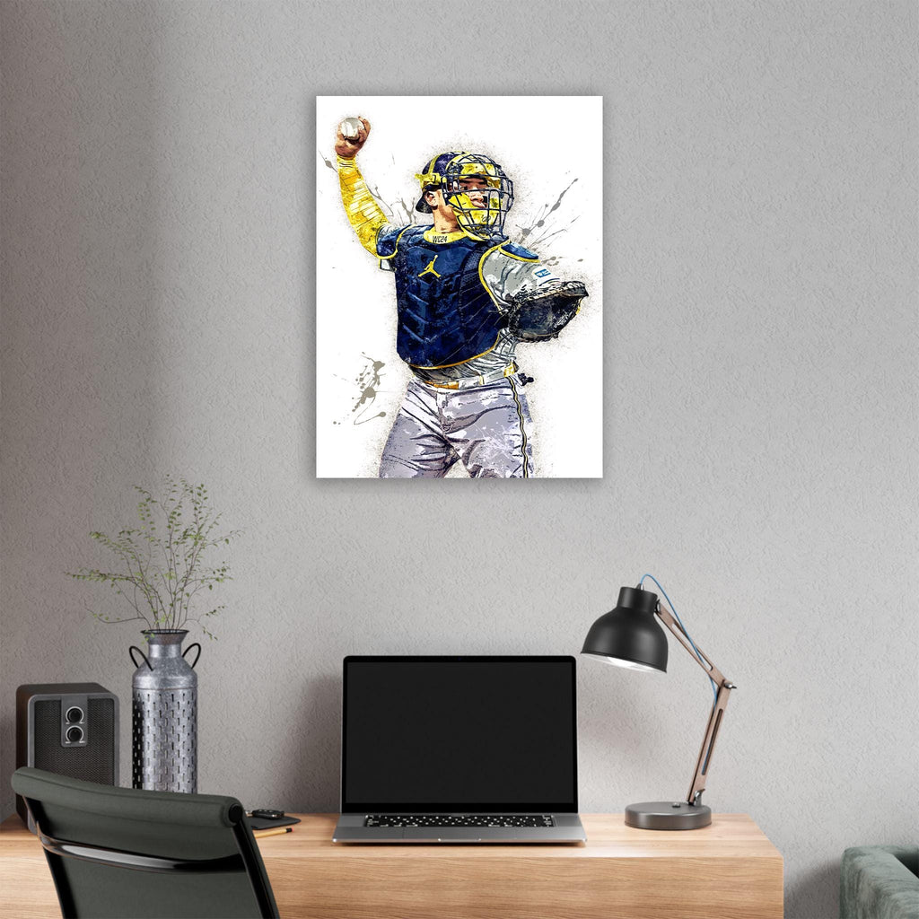 William Contreras Poster, Milwaukee Brewers, Gallery Canvas Wrap or Museum-Quality Poster Print, Fine Art, Man Cave, Office or Dorm Room