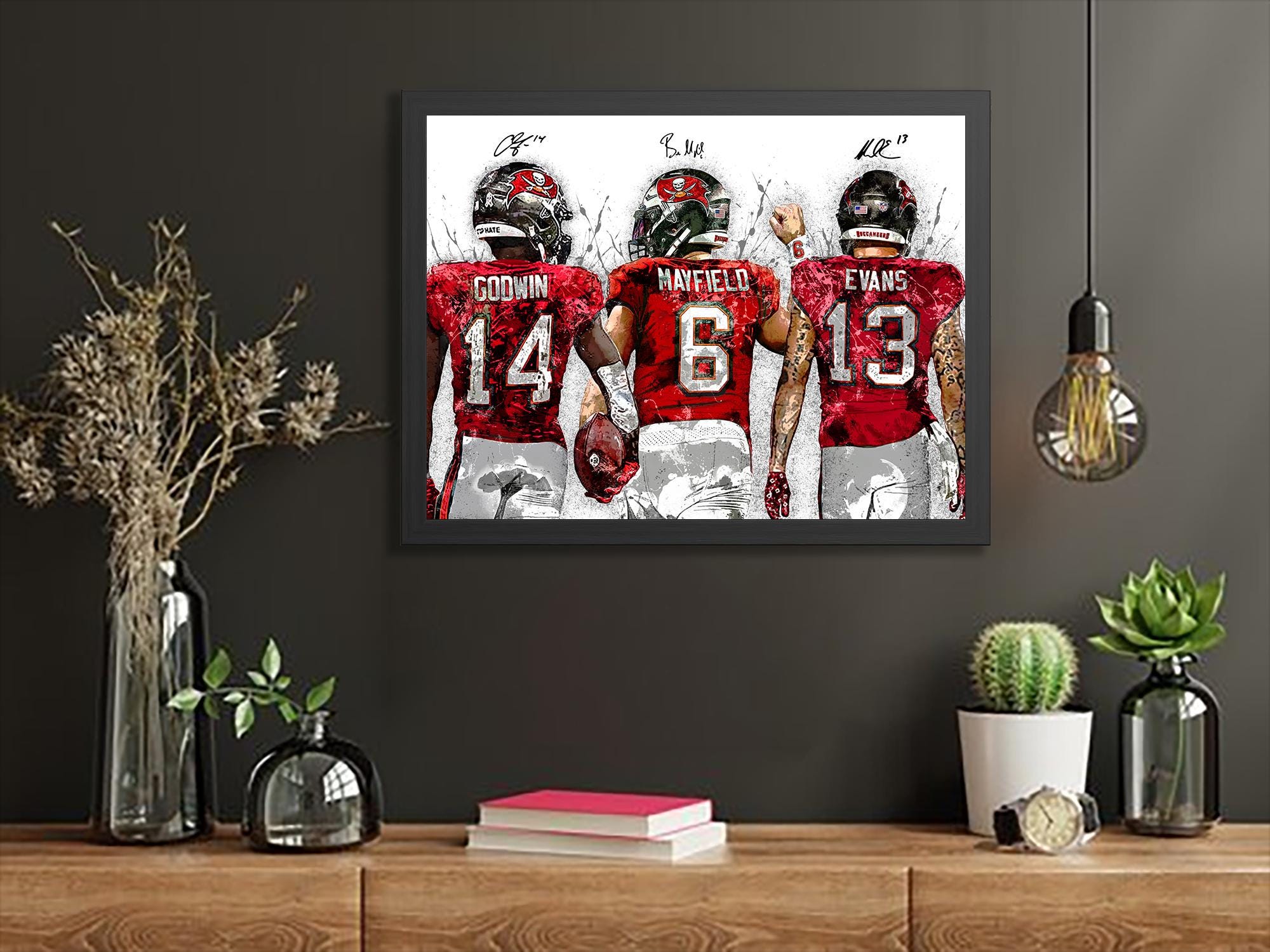 Baker Mayfield, Mike Evans, Chris Godwin Poster, Tampa Bay Buccaneers, Gallery Canvas Wrap, Wall Decor, Man Cave, Kids room, Office