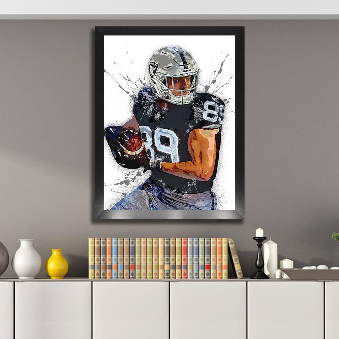 Brock Bowers Poster, Las Vegas Raiders, Gallery Canvas Wrap or Museum-Quality Poster, Fine Art, Man Cave, Kids room, Office