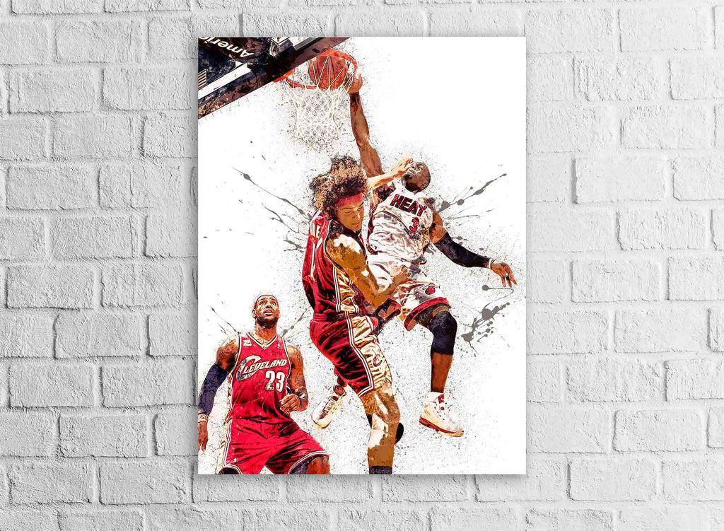 Dwyane Wade Legendary Dunk Poster, Miami Heat, Gallery Canvas Wrap or Museum-Quality Poster, Fine Art, Man Cave, Kids room, Dorm Room